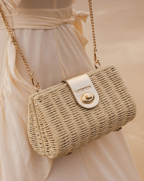 Ophelia Raffia Crossbody Bag - Champagne