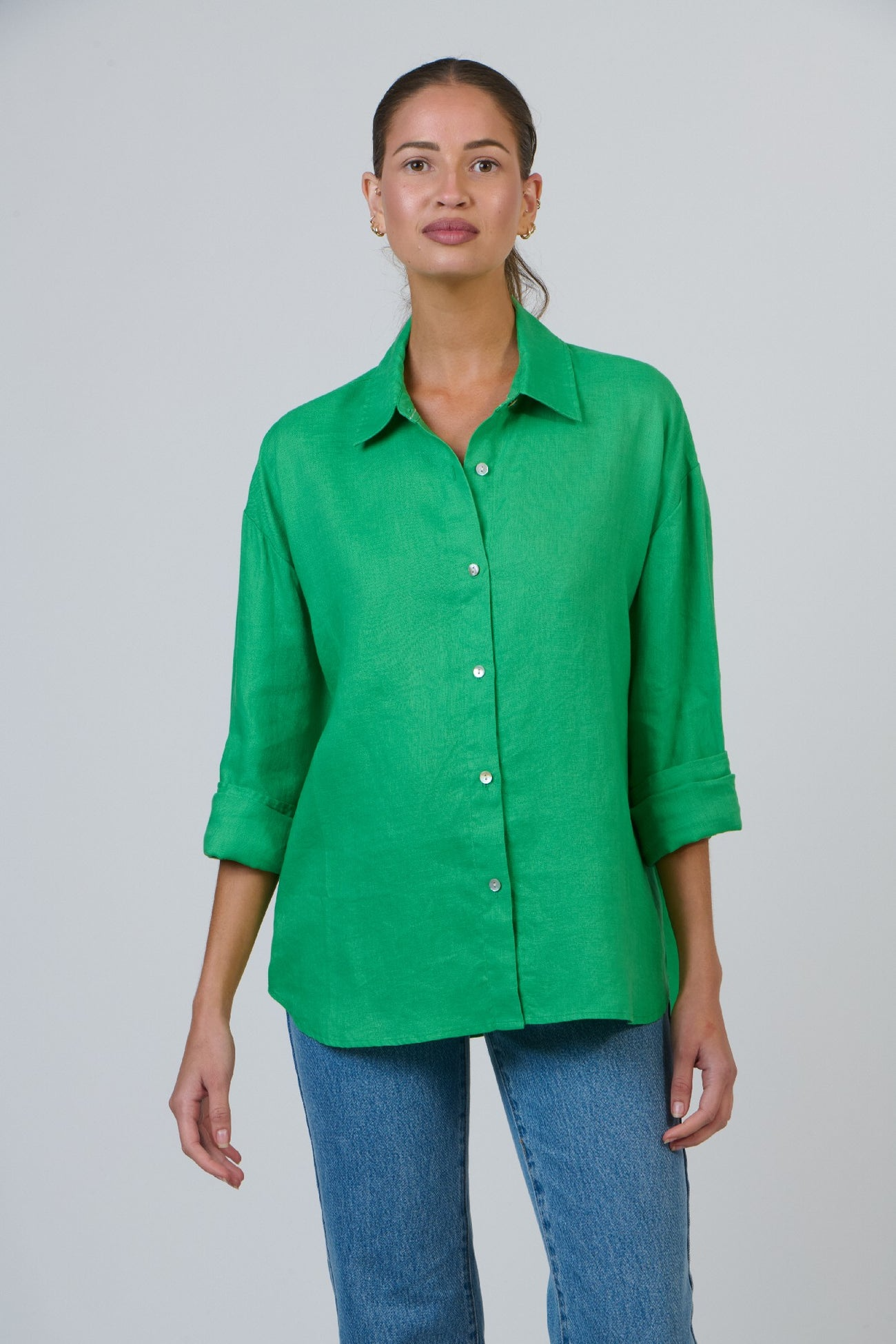 Linen Boyfriend Shirt - Pomme