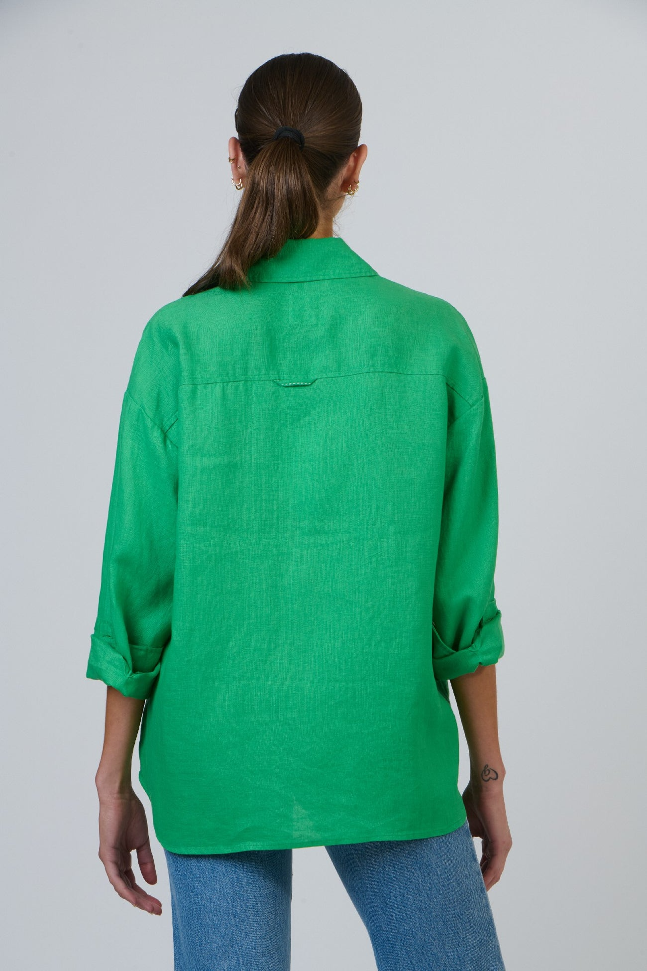 Linen Boyfriend Shirt - Pomme