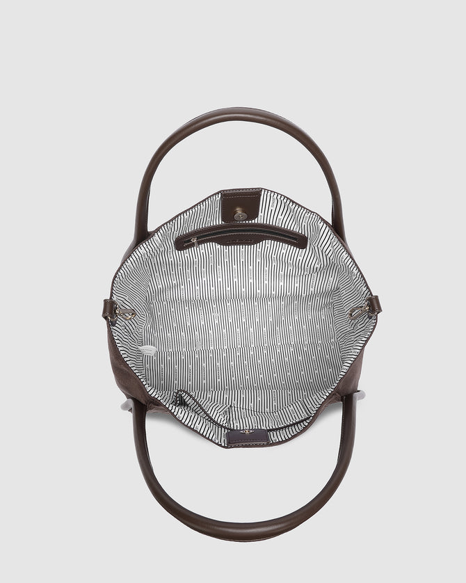 Sutton Suedette Shoulder Bag - Chocolate