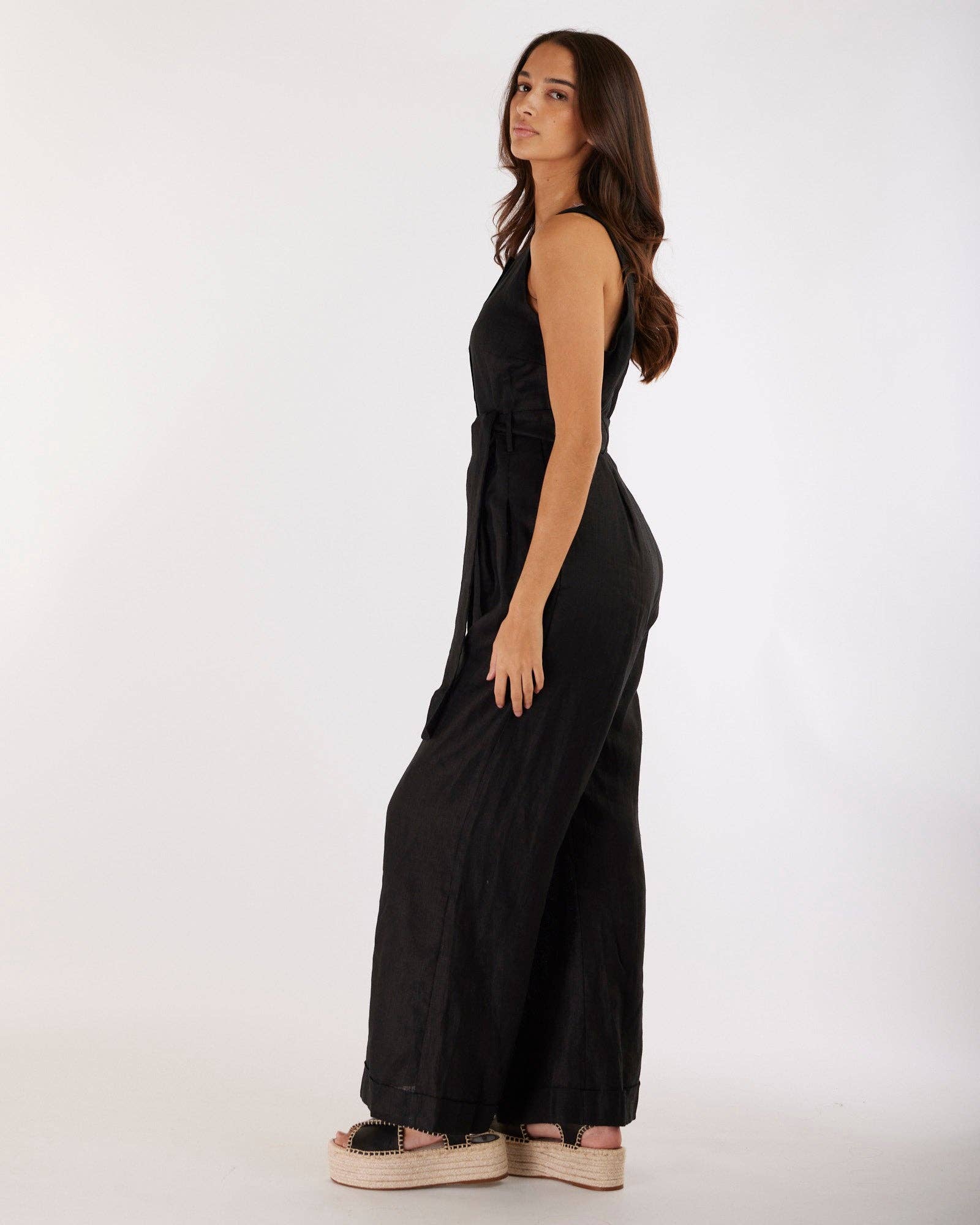 Imari Linen Jumpsuit - Black