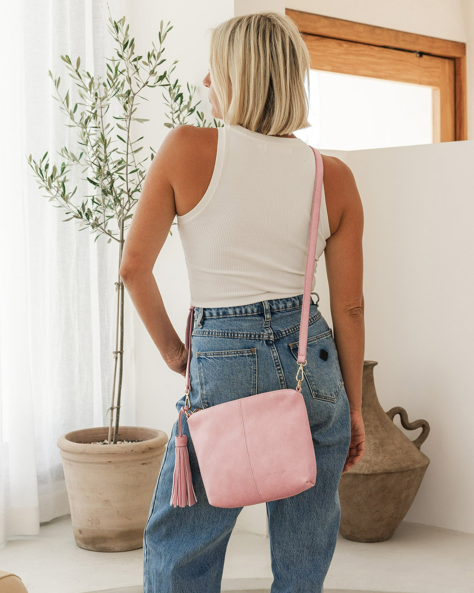Kasey Stripe Crossbody Bag - Blush Pink
