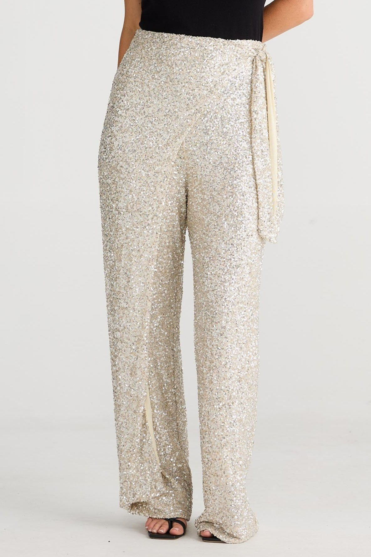 Mae Wrap Pant - Champagne Sequin