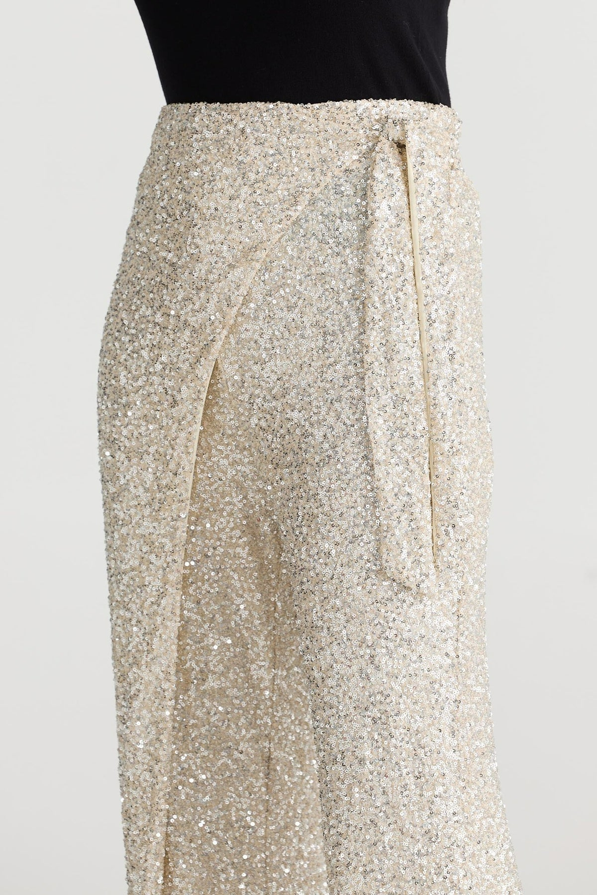 Mae Wrap Pant - Champagne Sequin