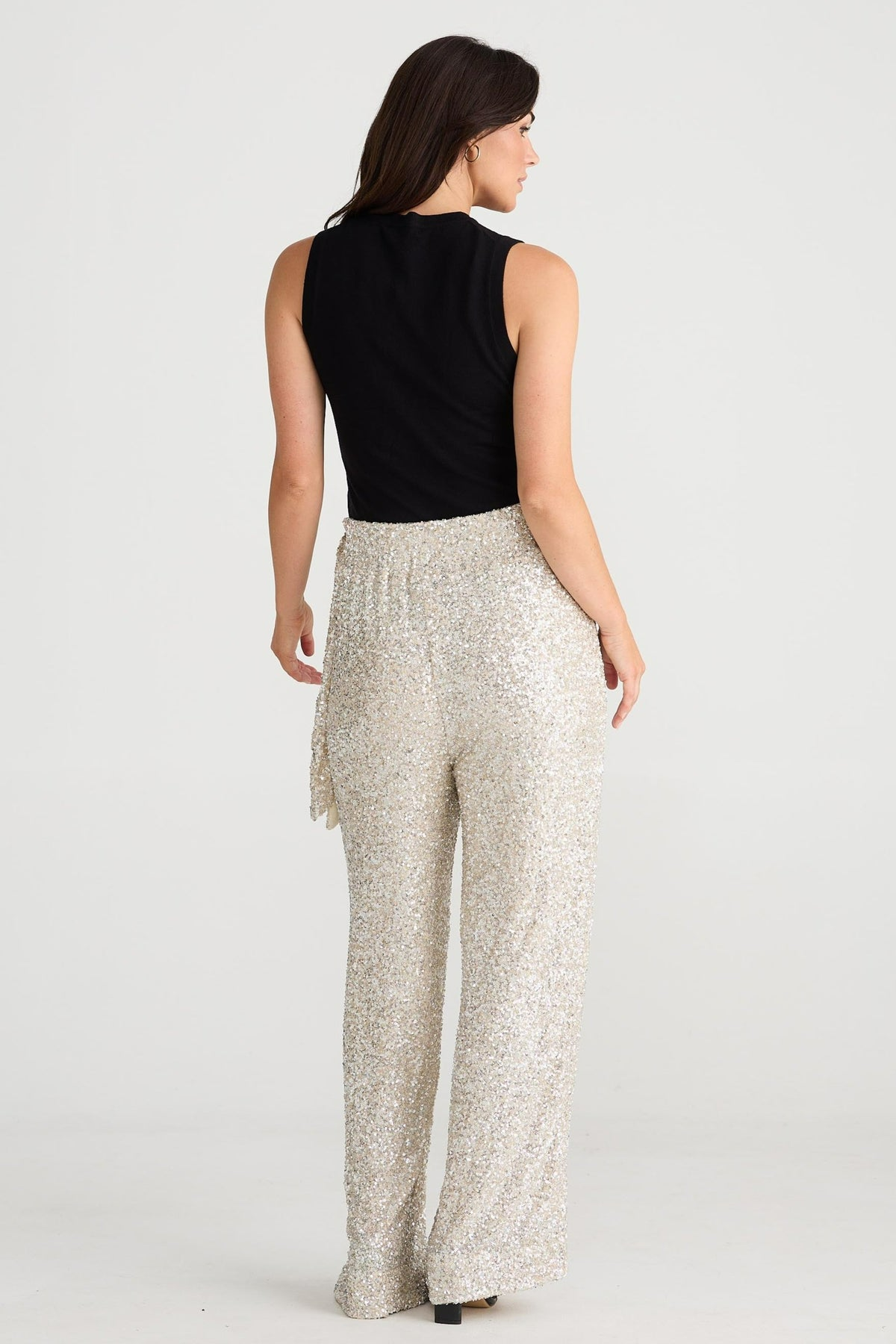 Mae Wrap Pant - Champagne Sequin