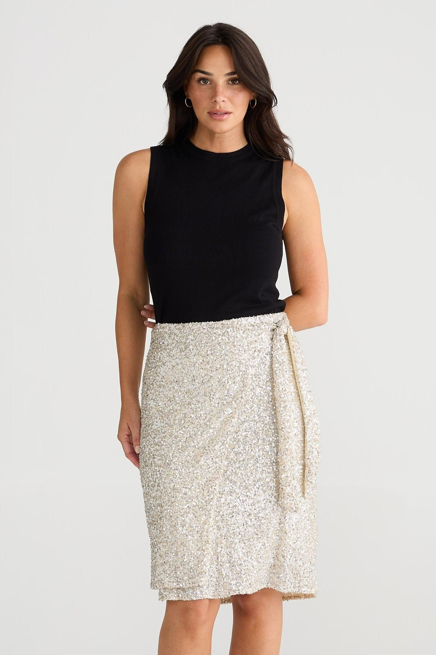 Mae Wrap Skirt - Champagne Sequin