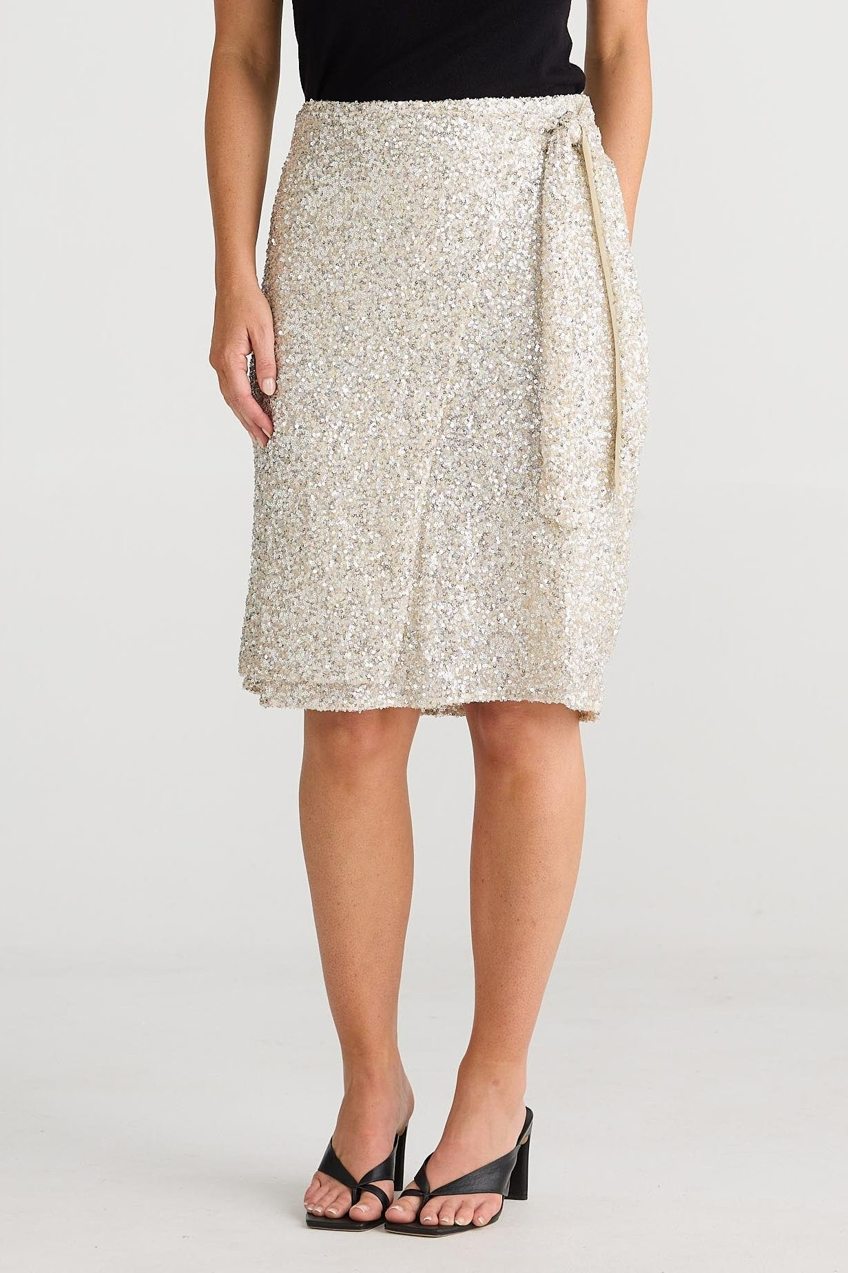 Mae Wrap Skirt - Champagne Sequin