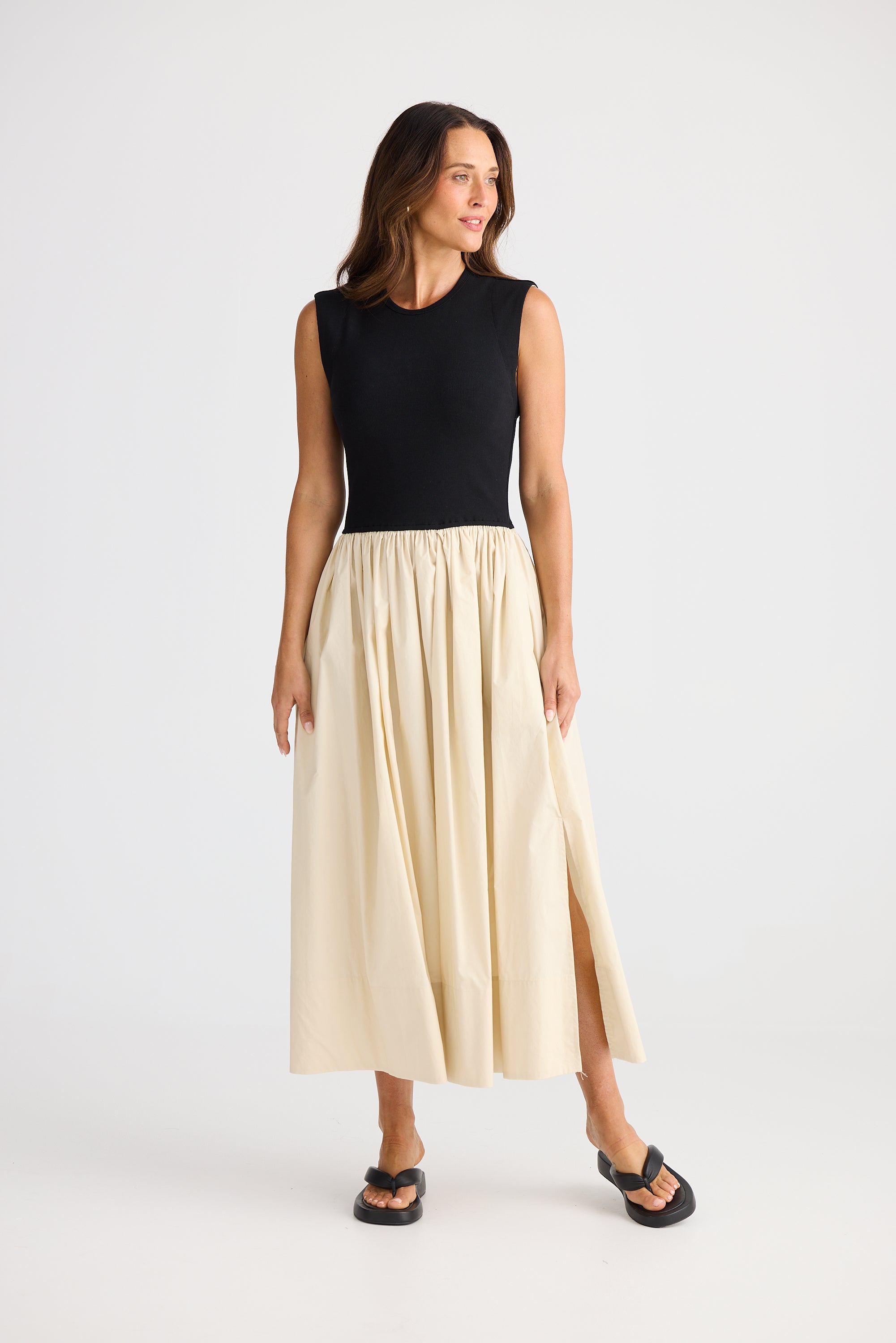 Daphne Dress - Ecru & Black