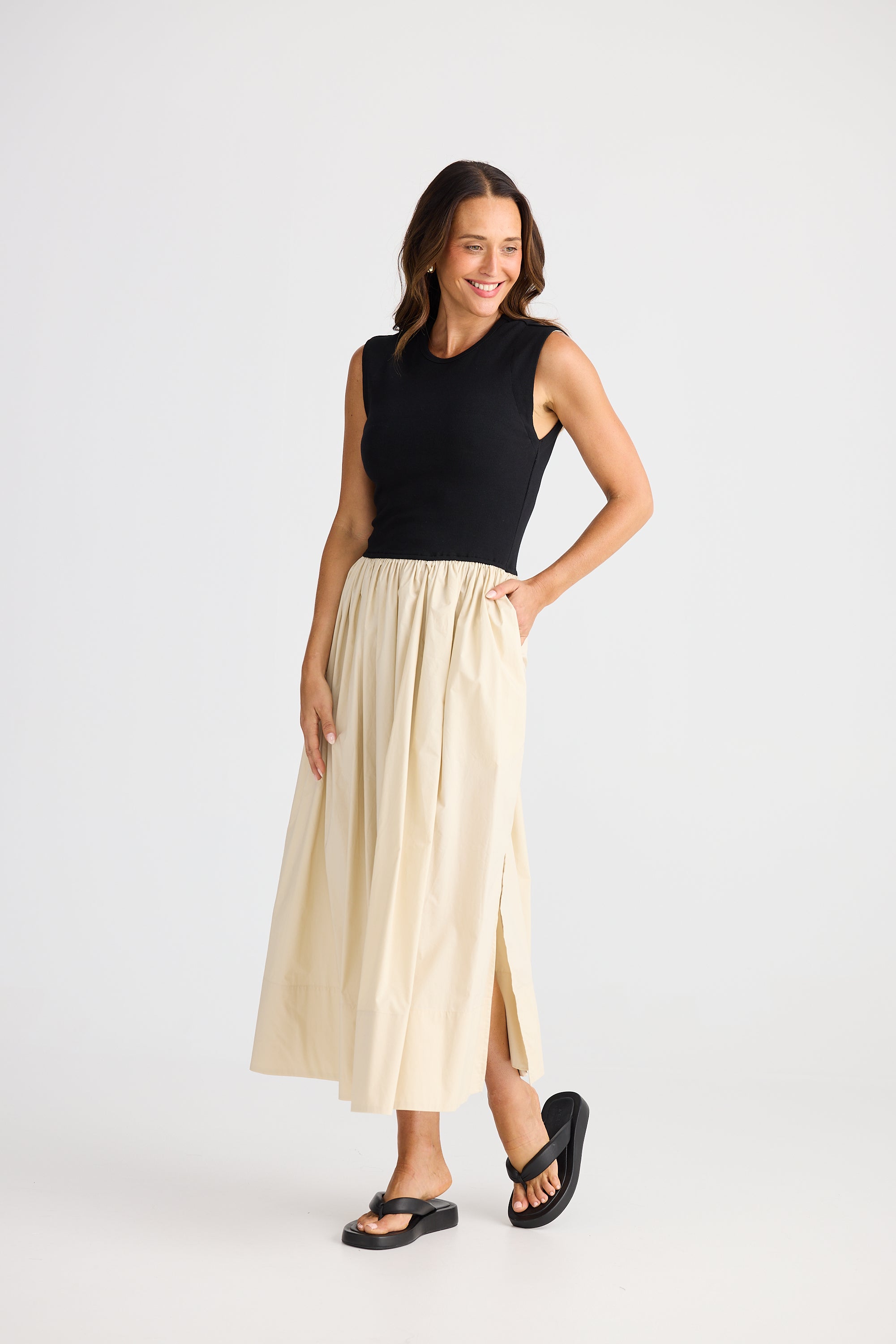 Daphne Dress - Ecru & Black