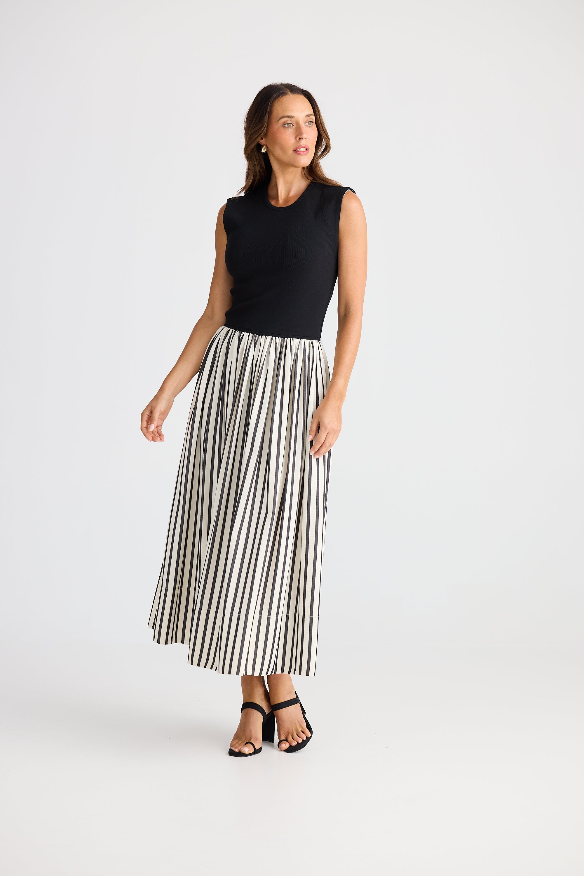 Daphne Dress - Black Stripe