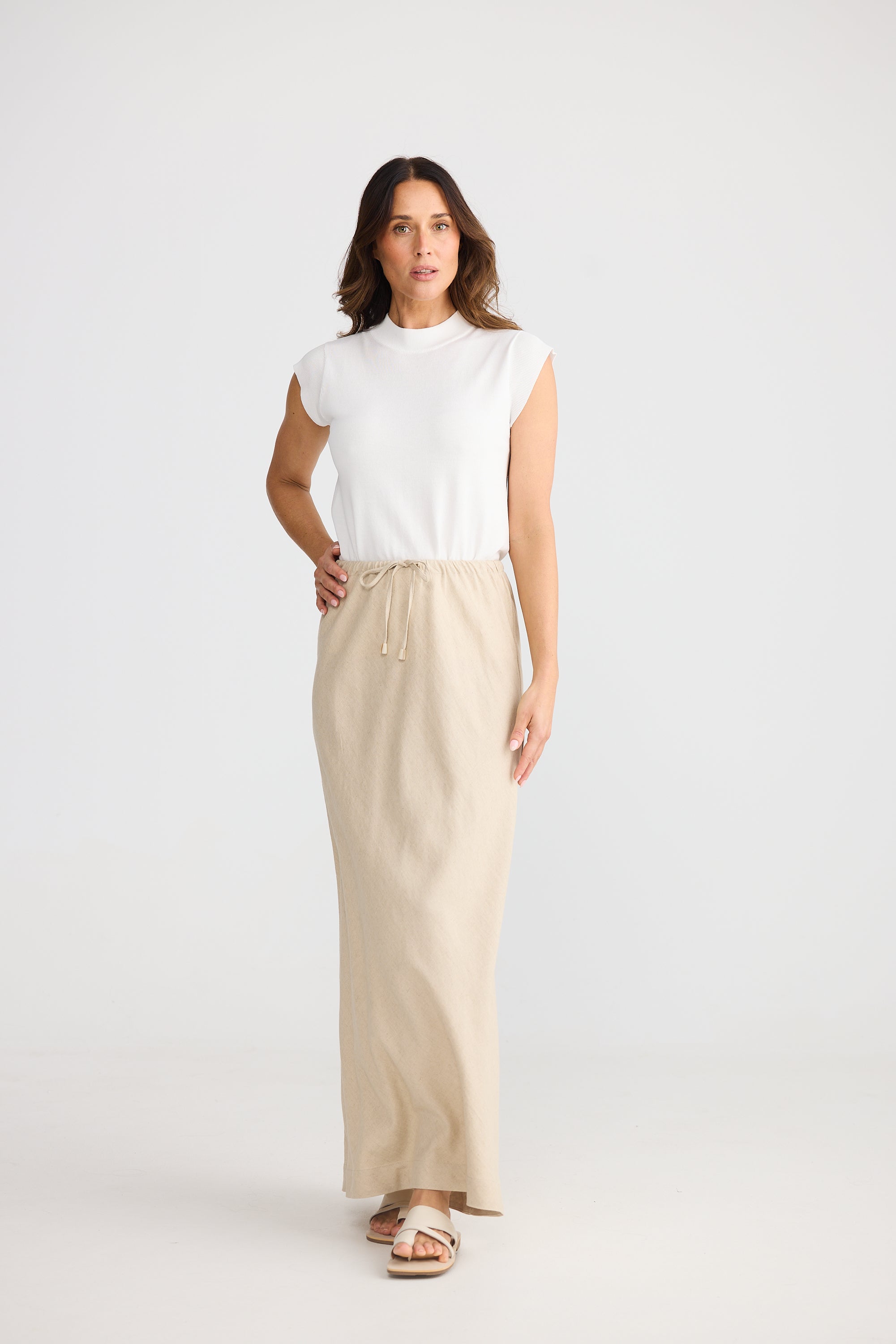 Hettie Bias Skirt - Natural