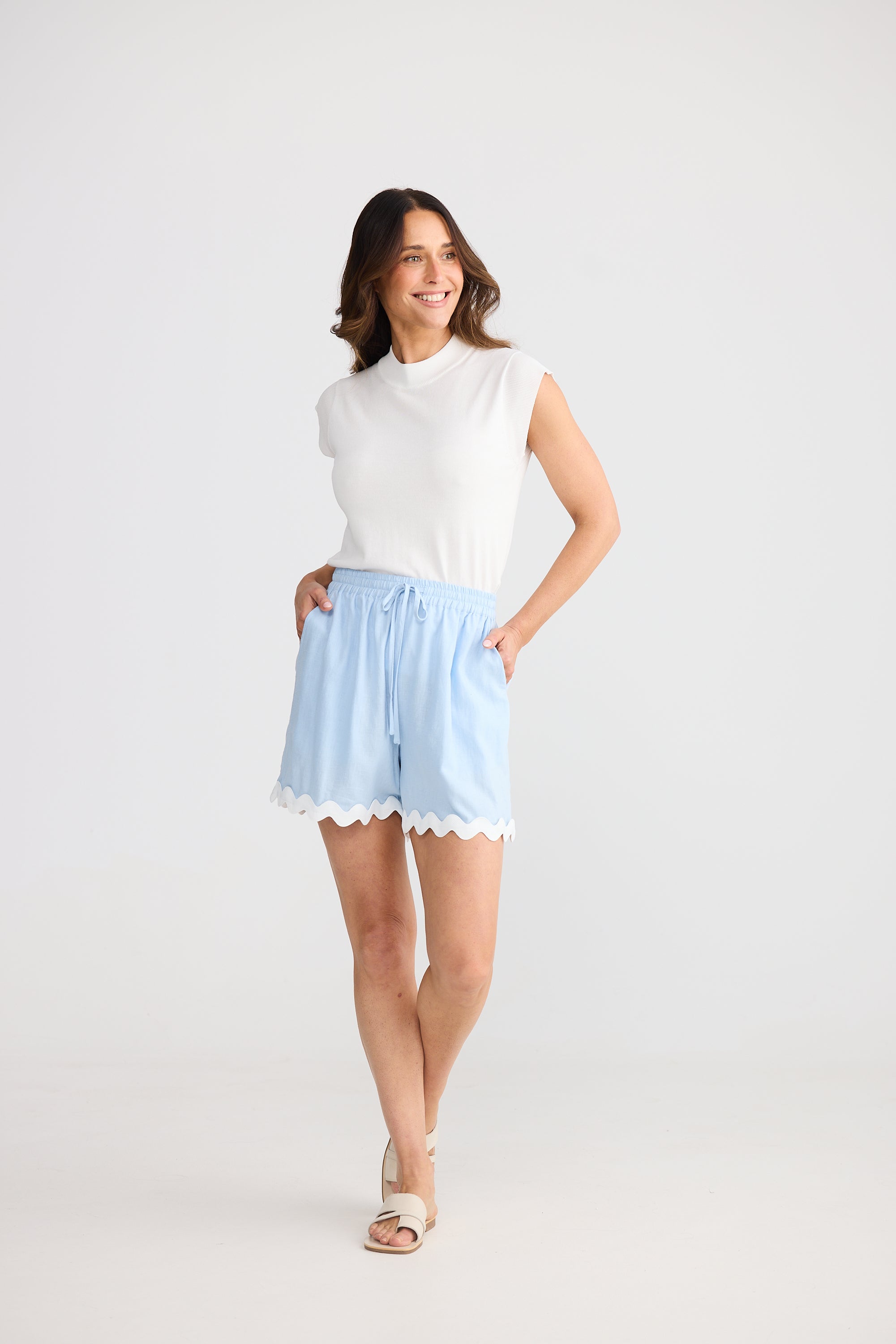 Izzy Ric Rac Short - Sky Blue