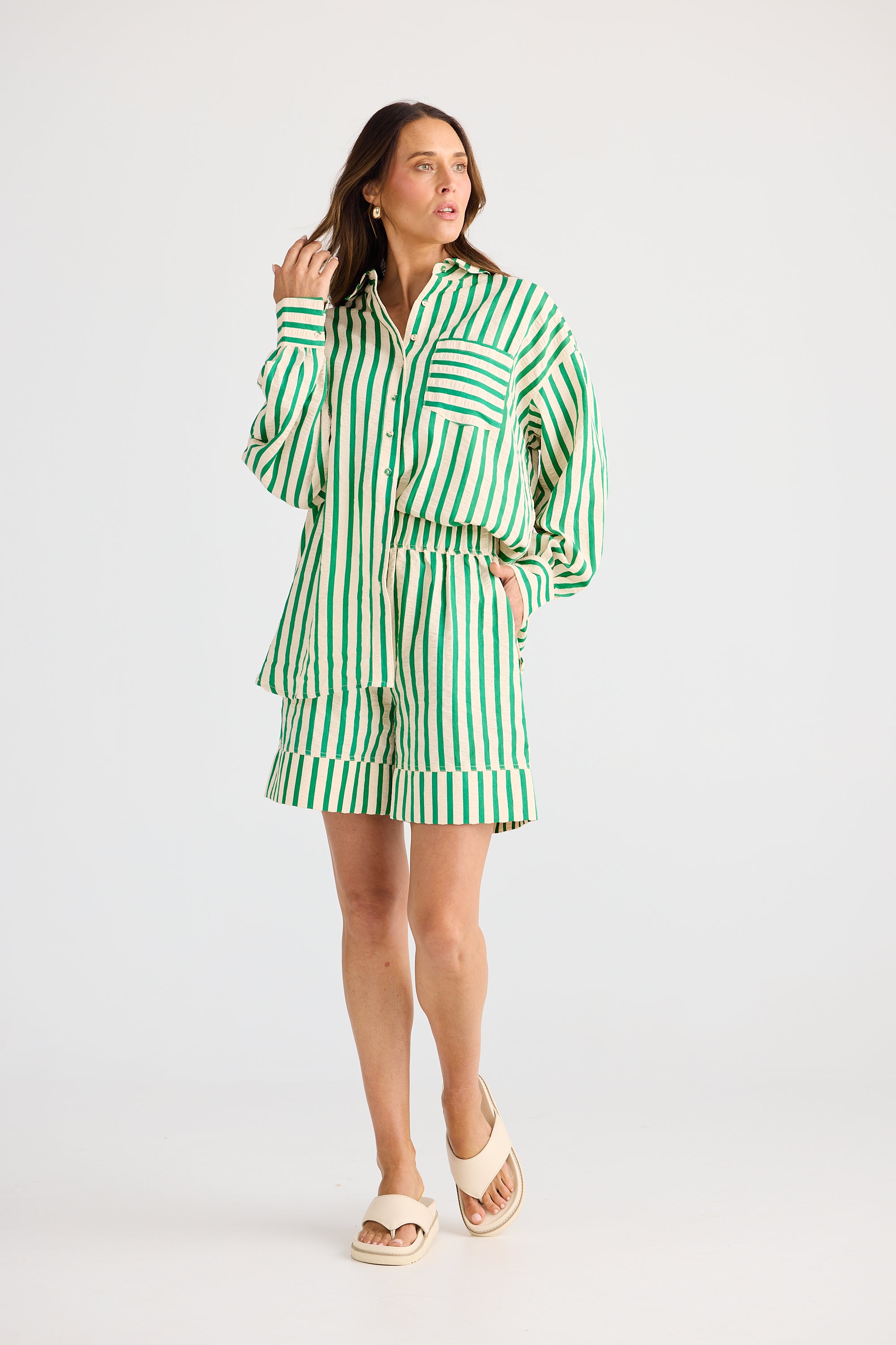 Esplanade Short - Jade Stripe