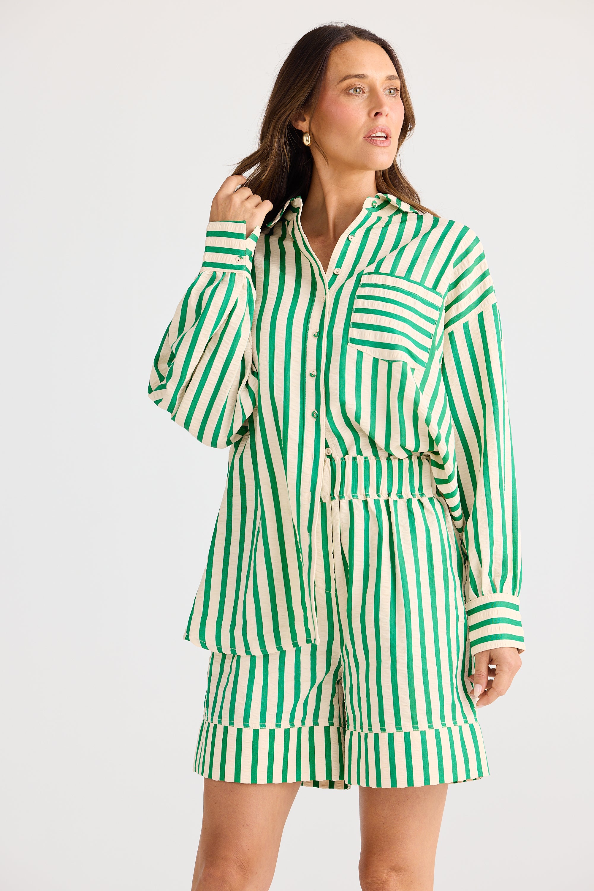 Esplanade Short - Jade Stripe