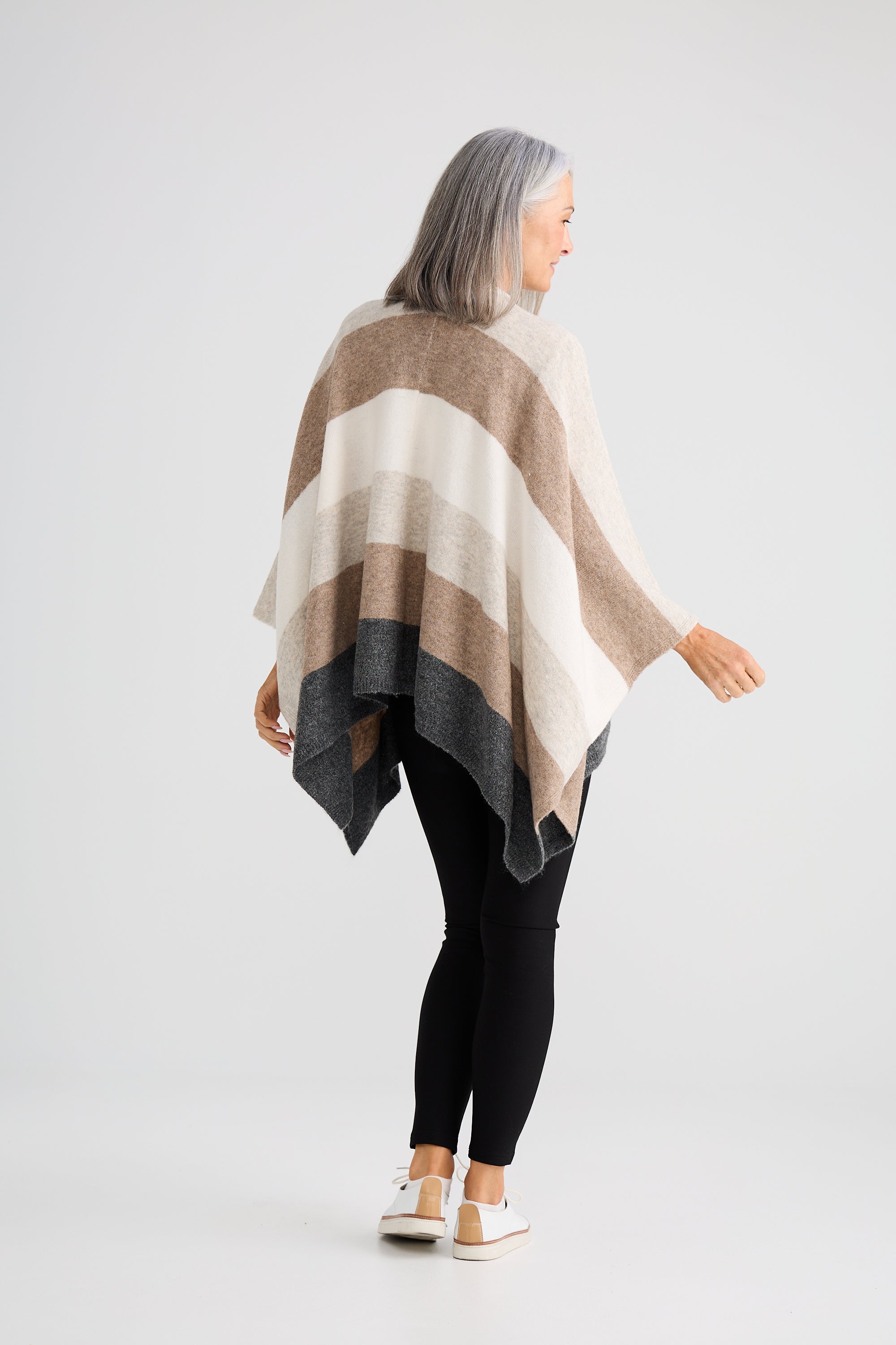 Sander Knit Cape - Neutral Multi