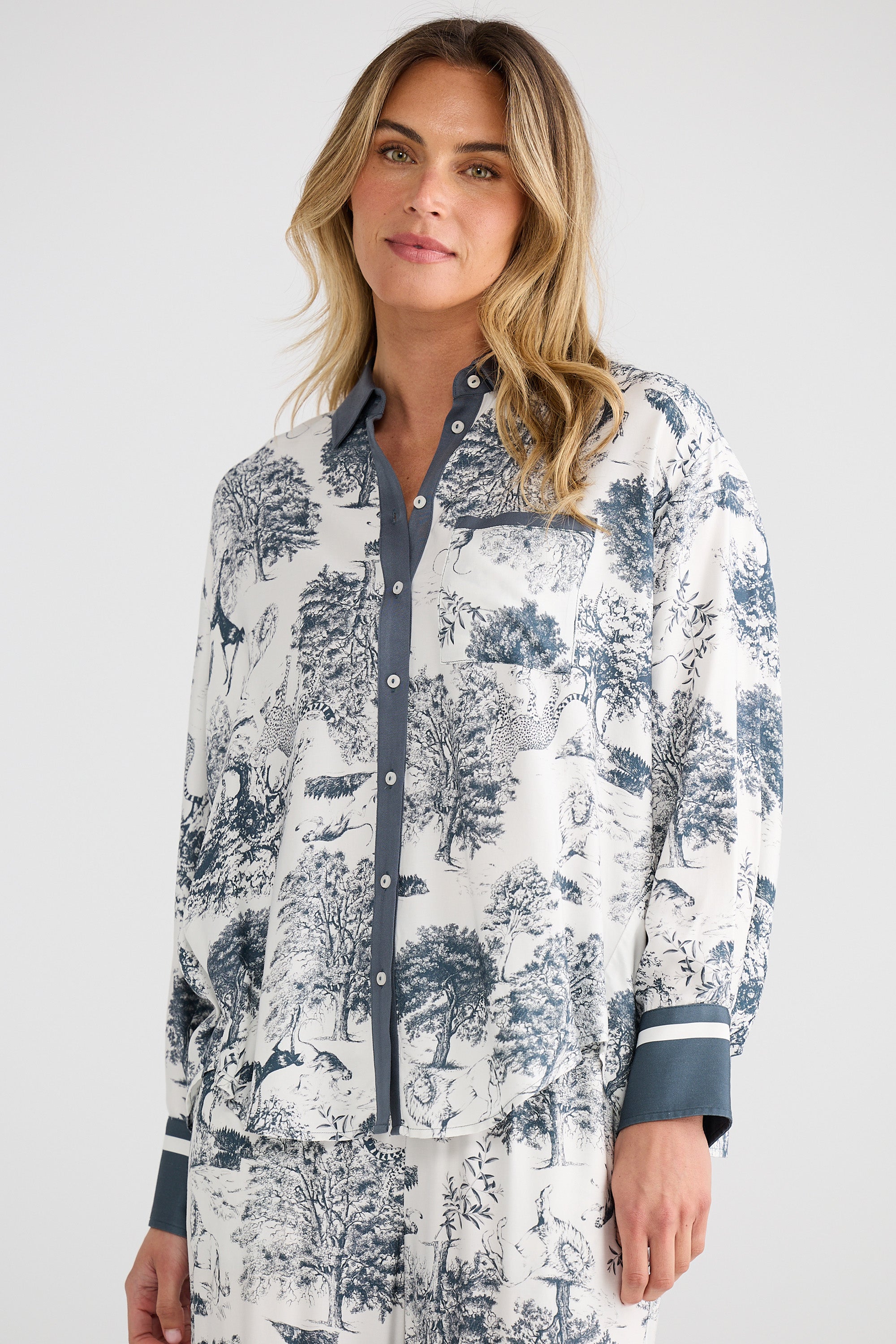 Glenda Shirt - Slate Toile