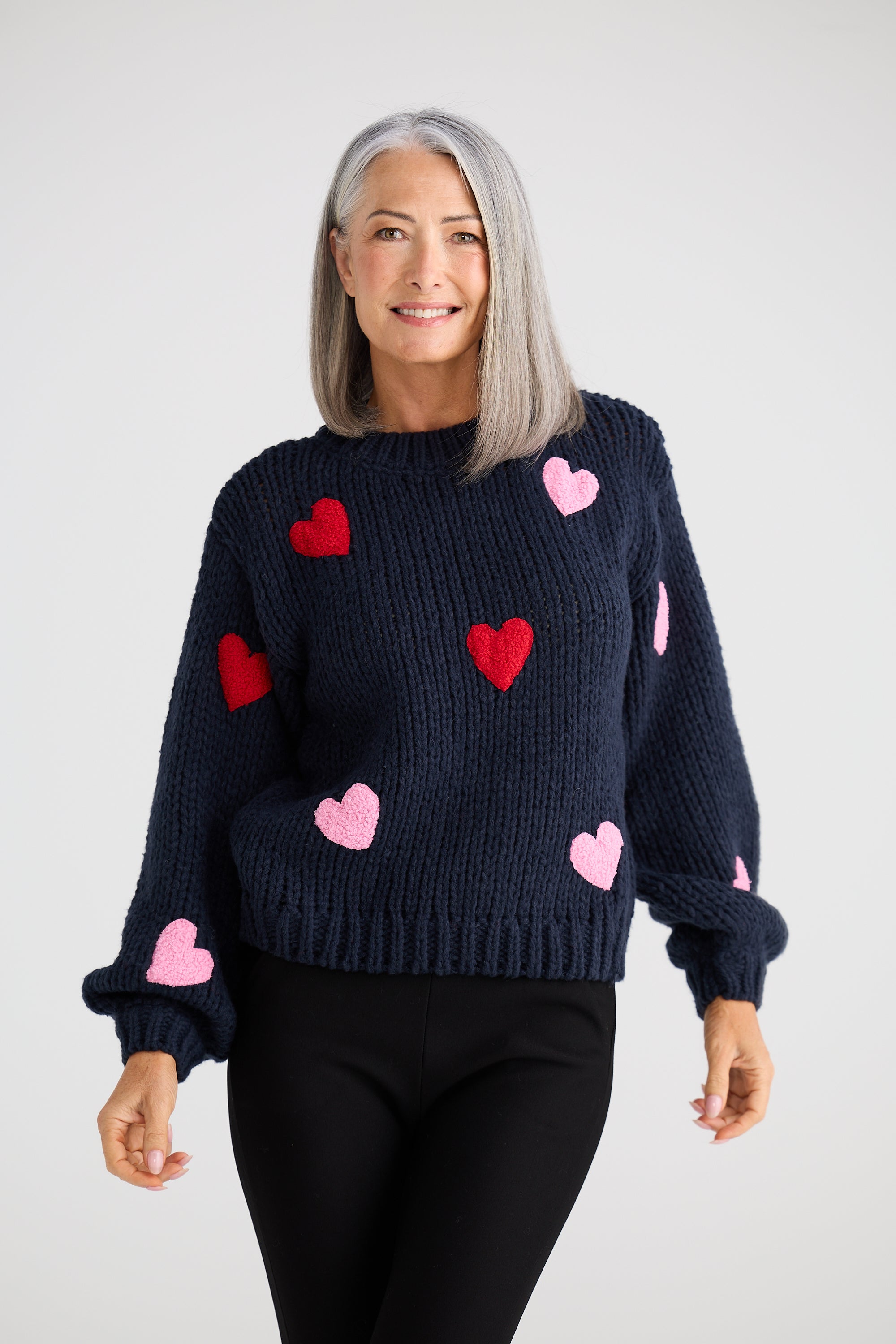 Heart On My Sleeve Knit - Navy Multi