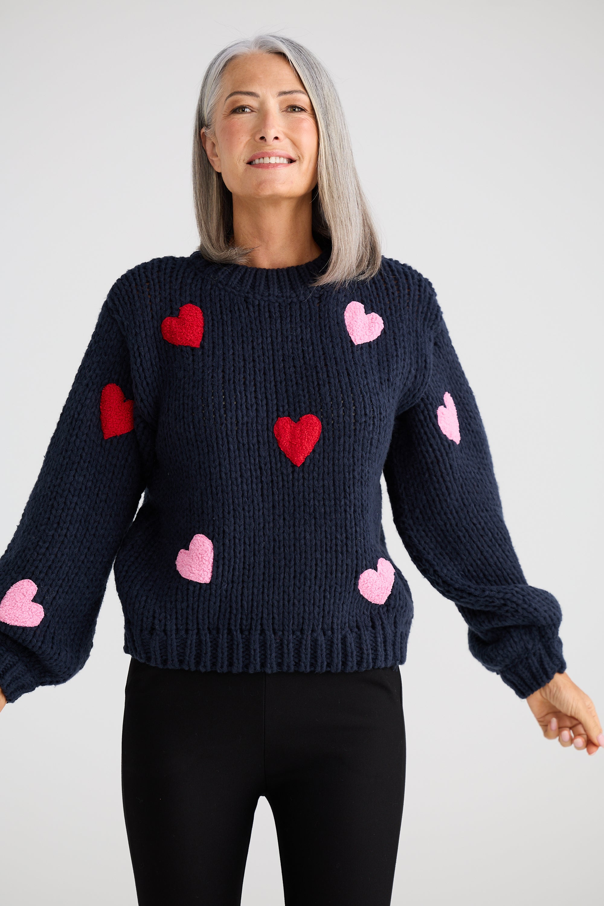 Heart On My Sleeve Knit - Navy Multi