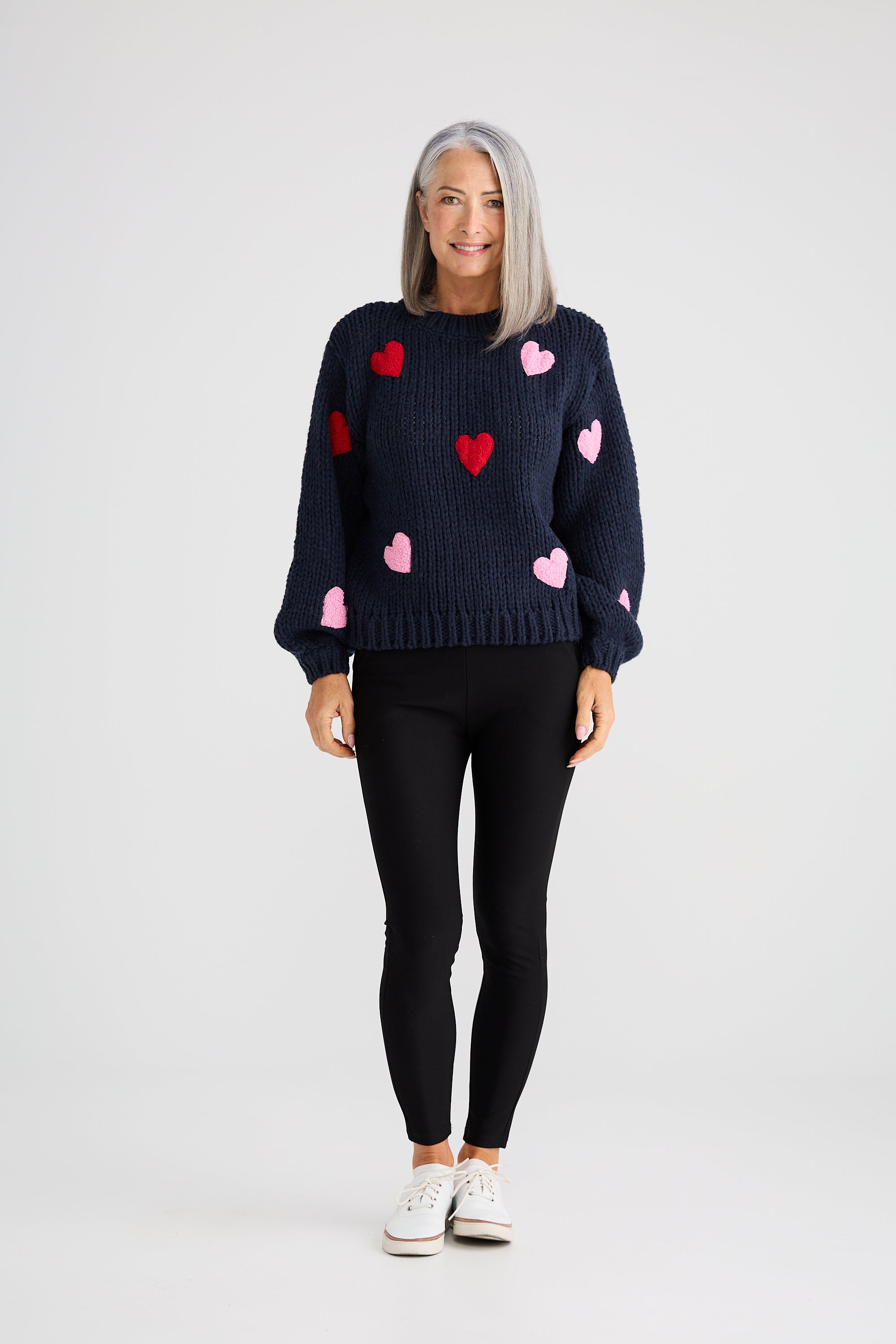 Heart On My Sleeve Knit - Navy Multi