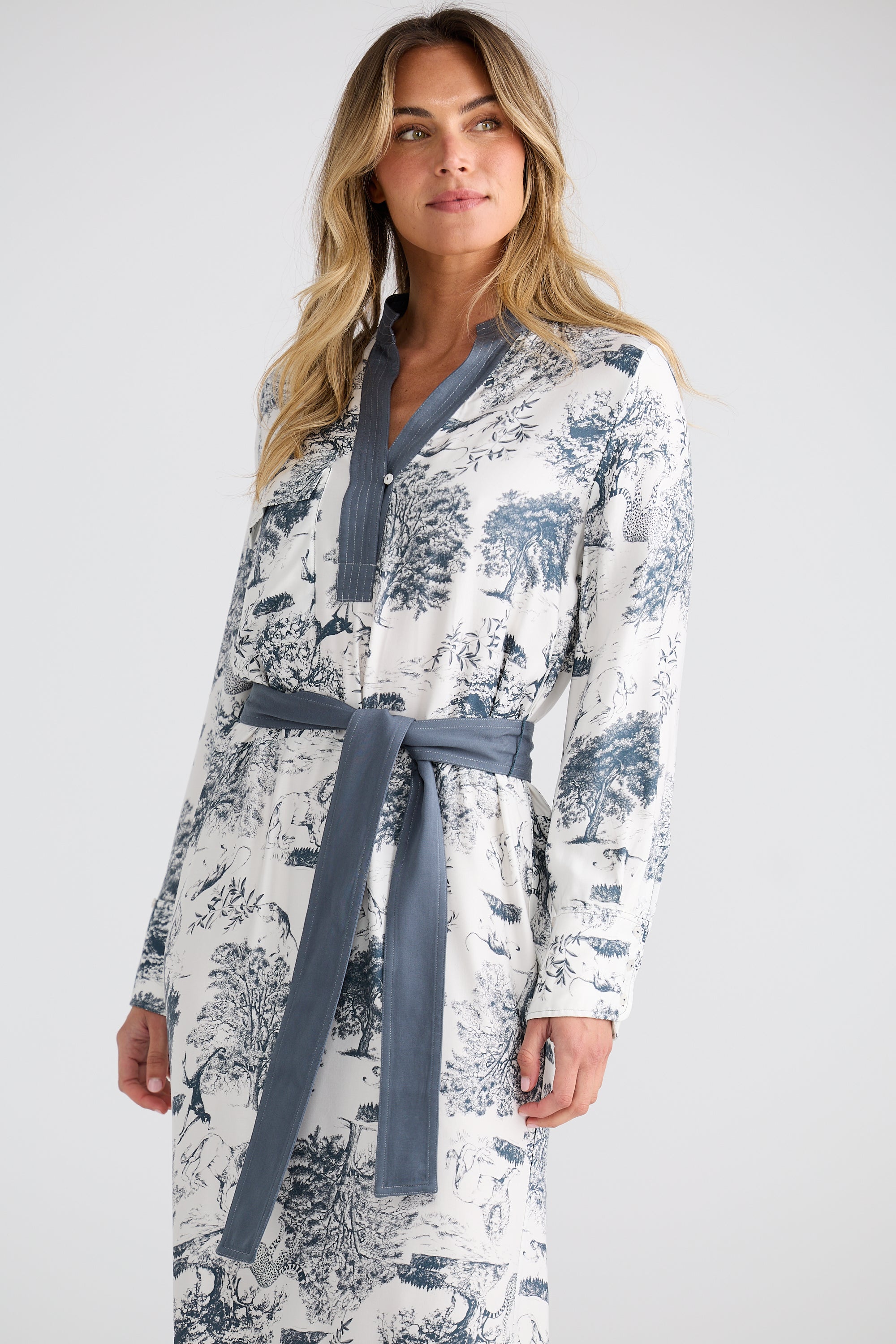 Keera Dress - Slate Toile