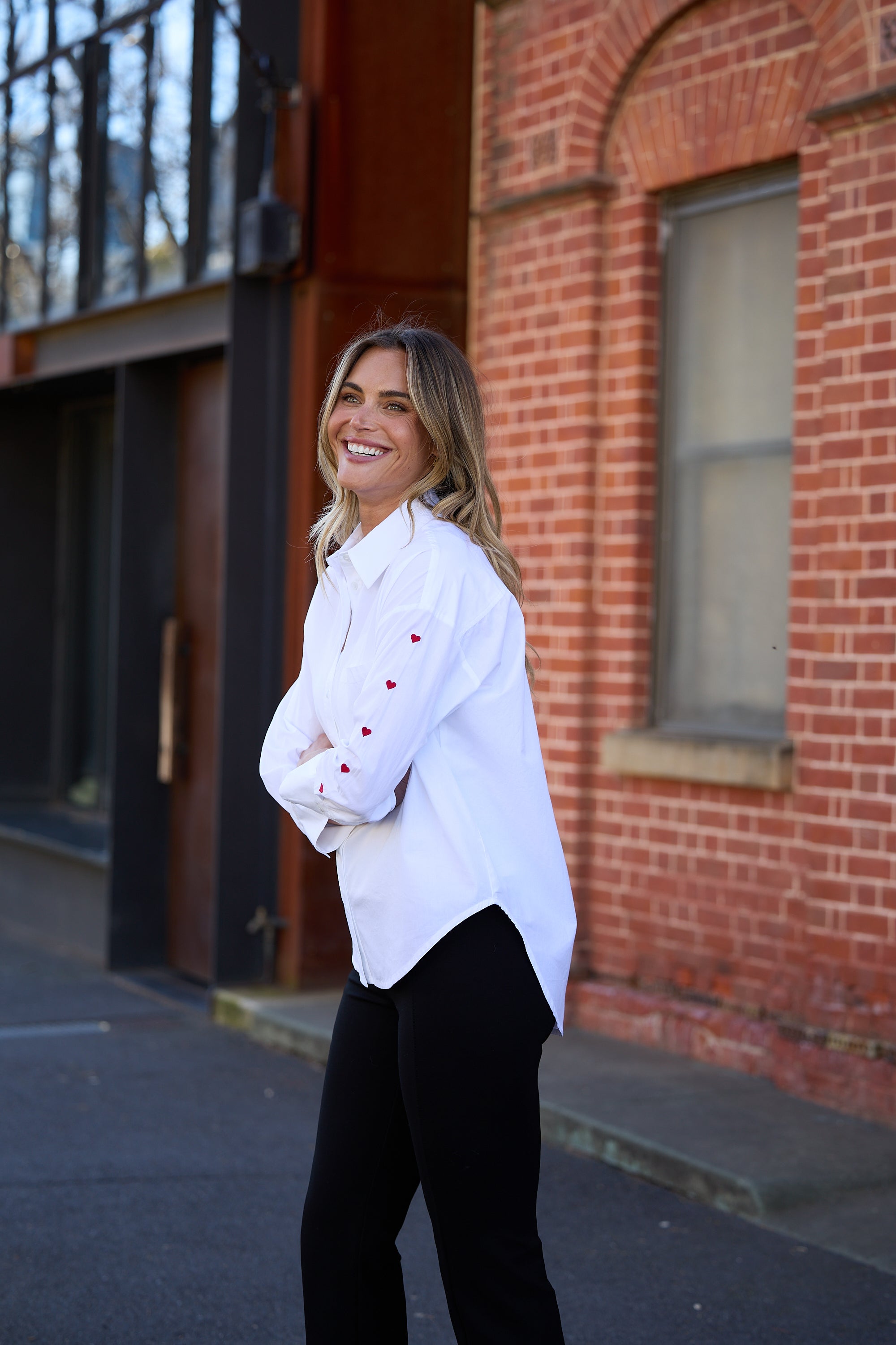 Thea Shirt - White Hearts