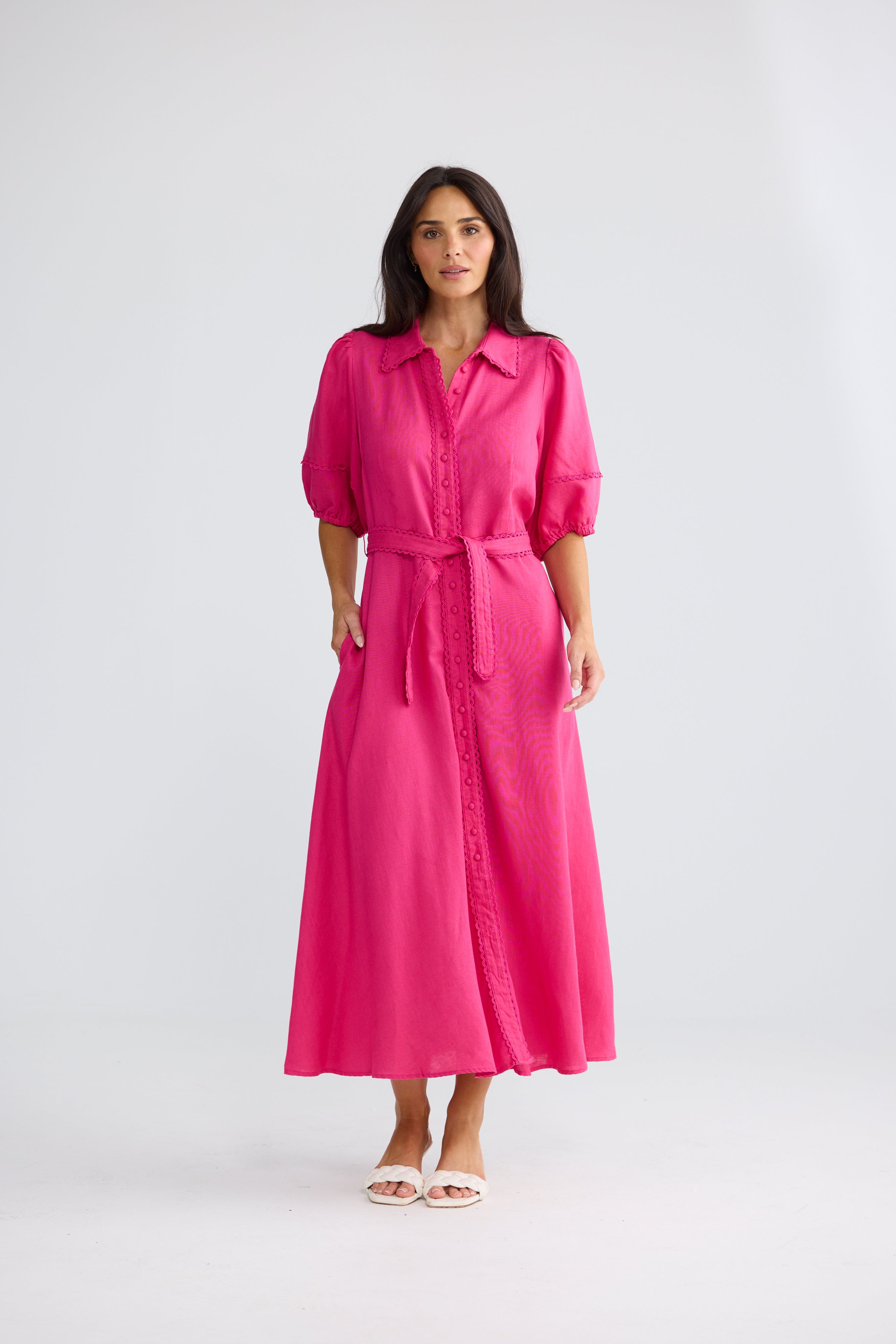 Brynn Midi Dress - Fuschia