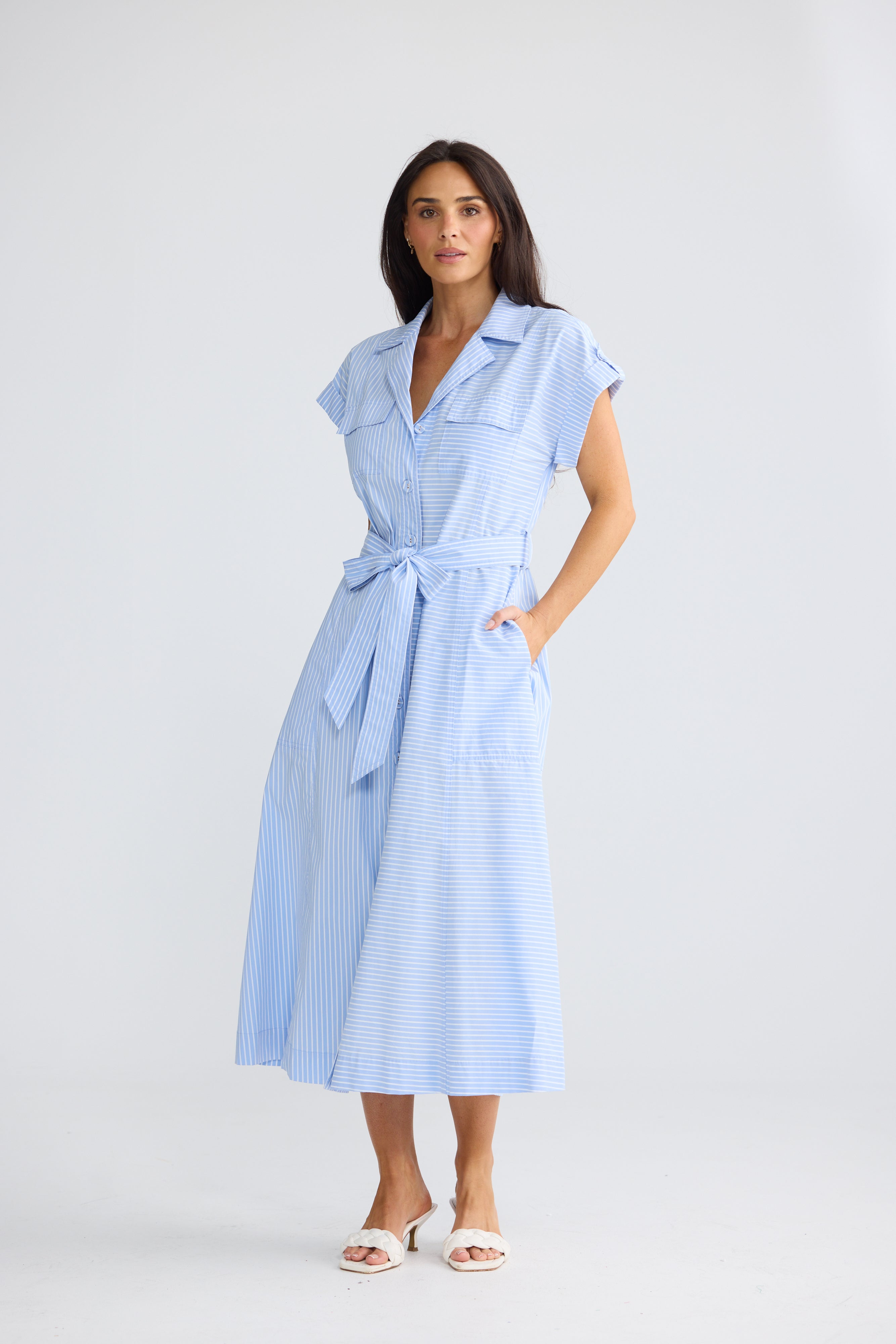 Portia Dress - Glacier Stripe