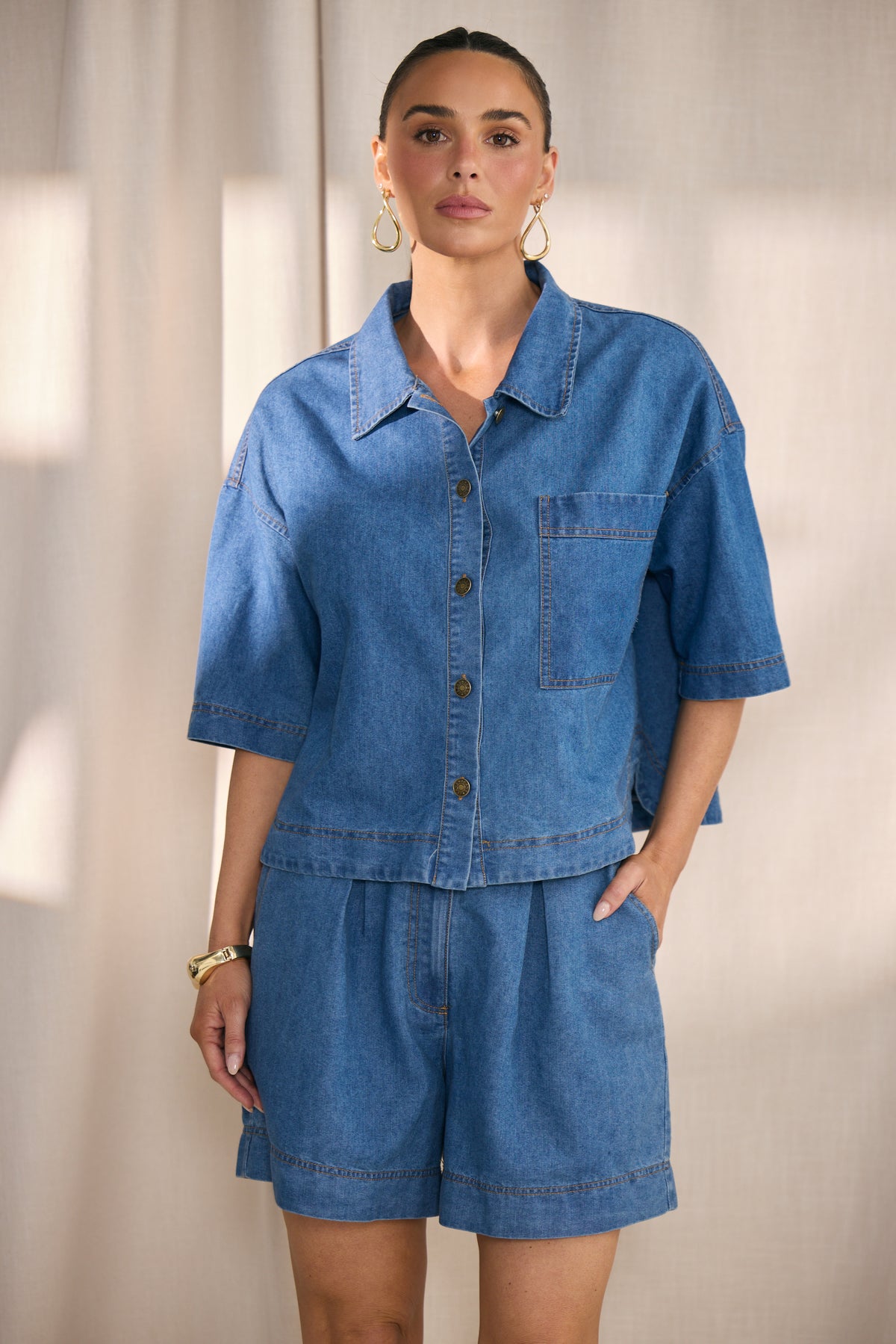 Carina Shirt - Mid Wash Blue