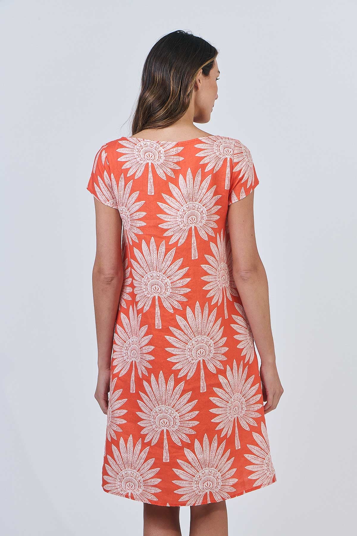 Linen Dress - Sunset Palm