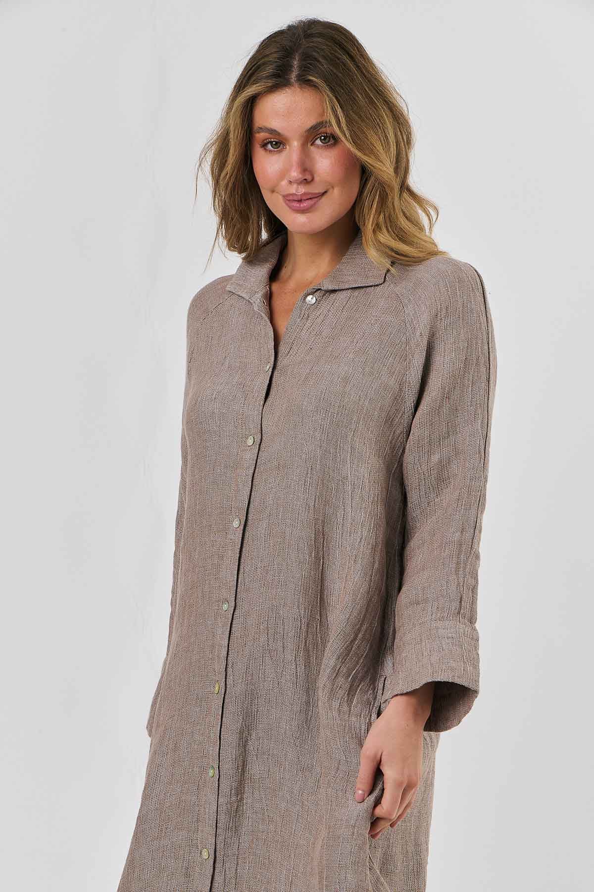 Linen Dress - Truffle