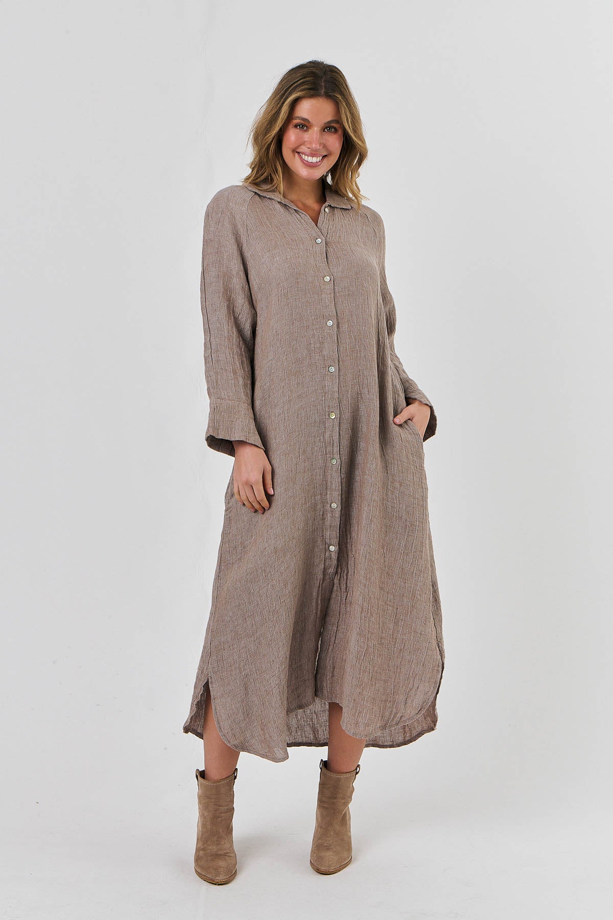 Linen Dress - Truffle