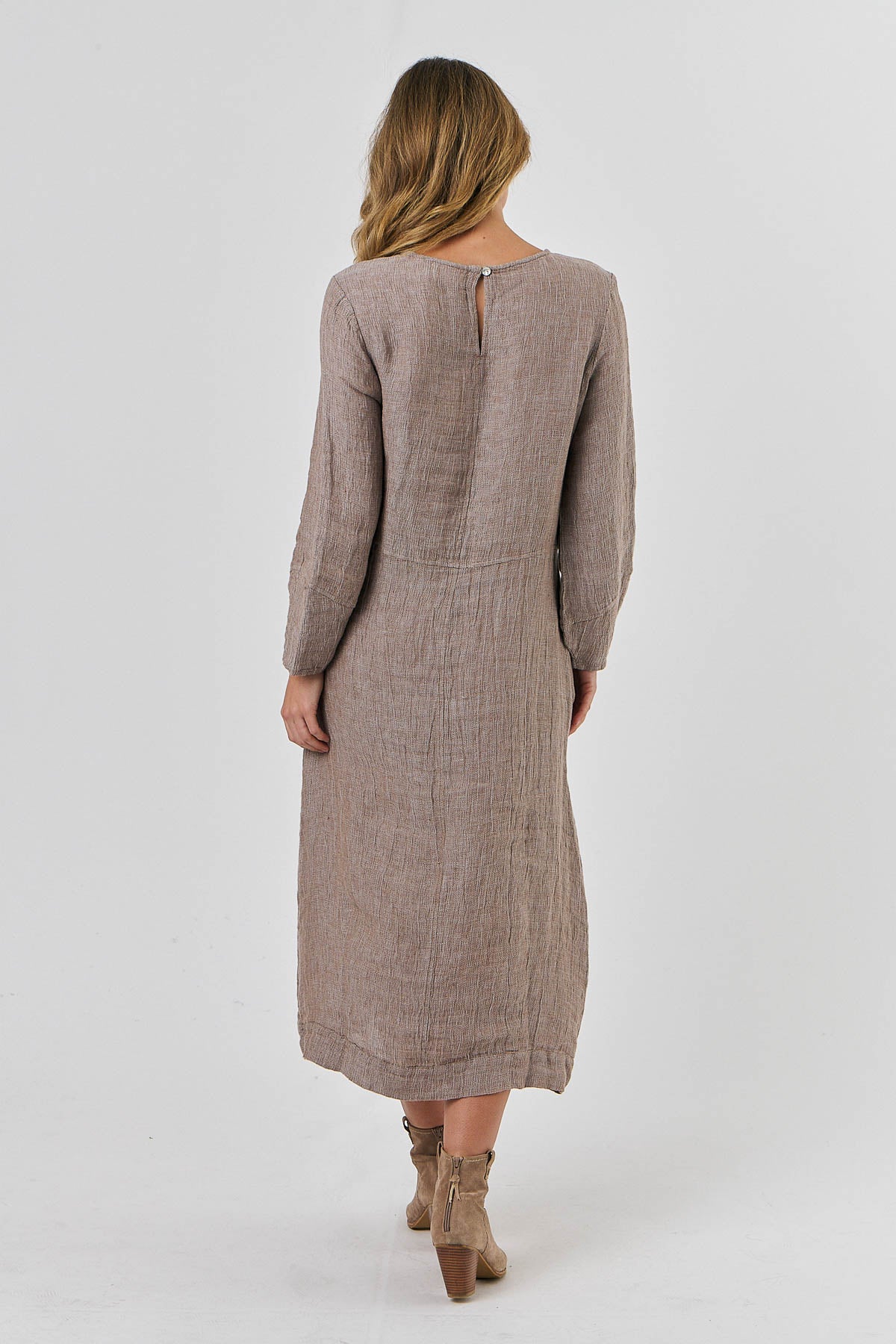 Linen Midi Dress - Truffle