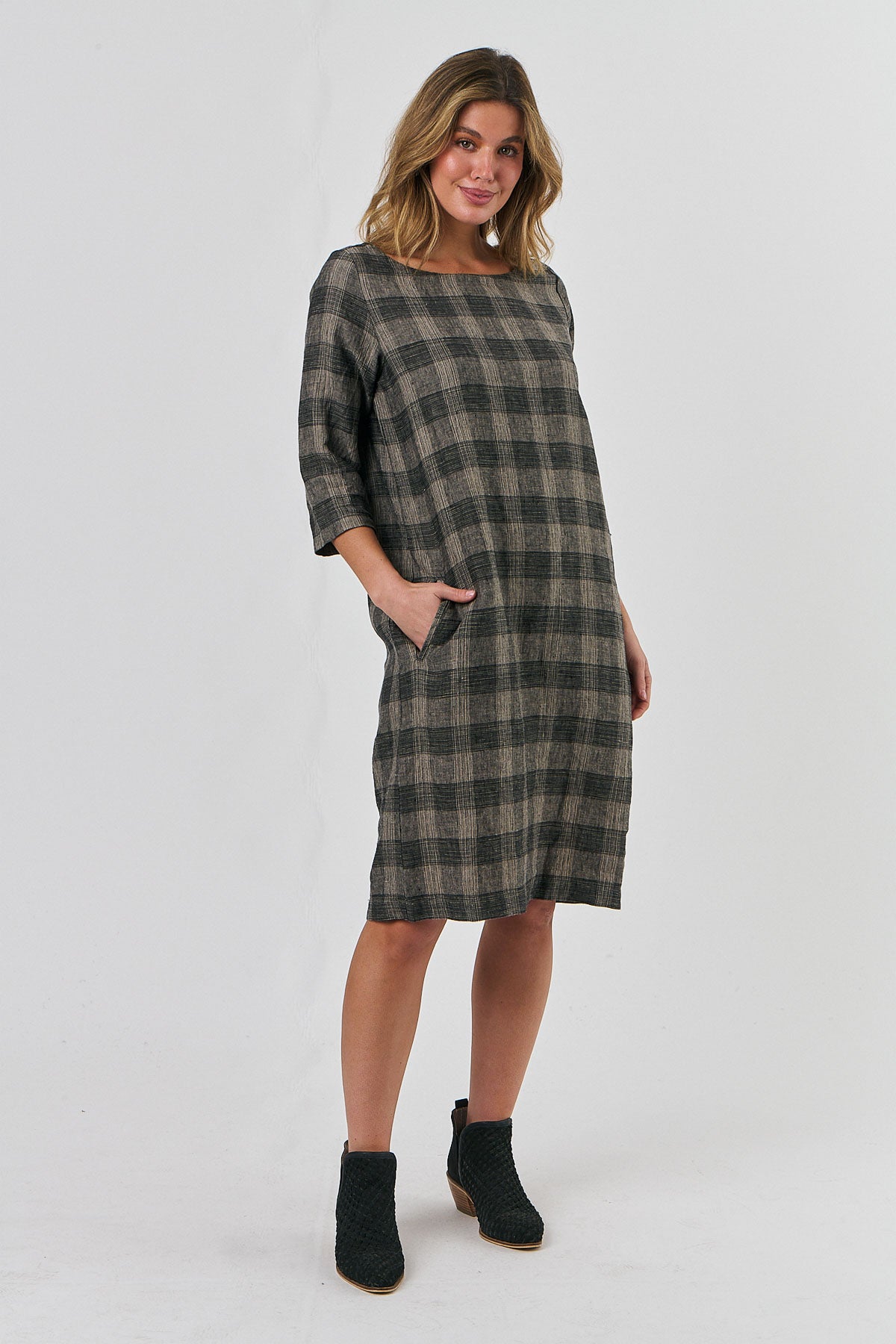 Linen Midi Dress - Mesh