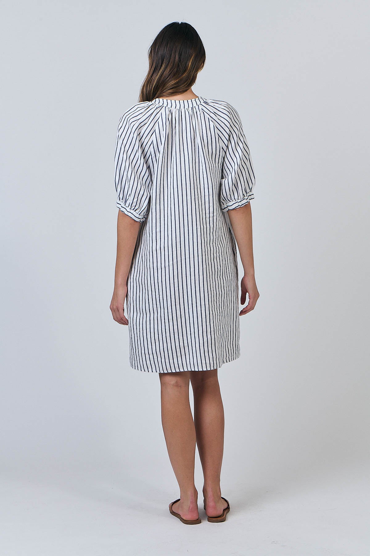 Linen Dress - Blueberry Stripe