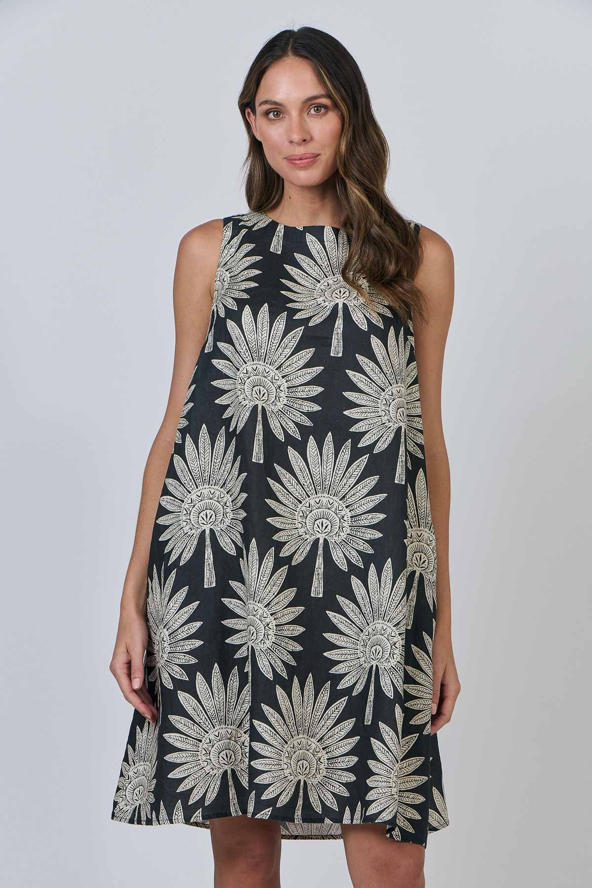Linen Dress - Date Palm