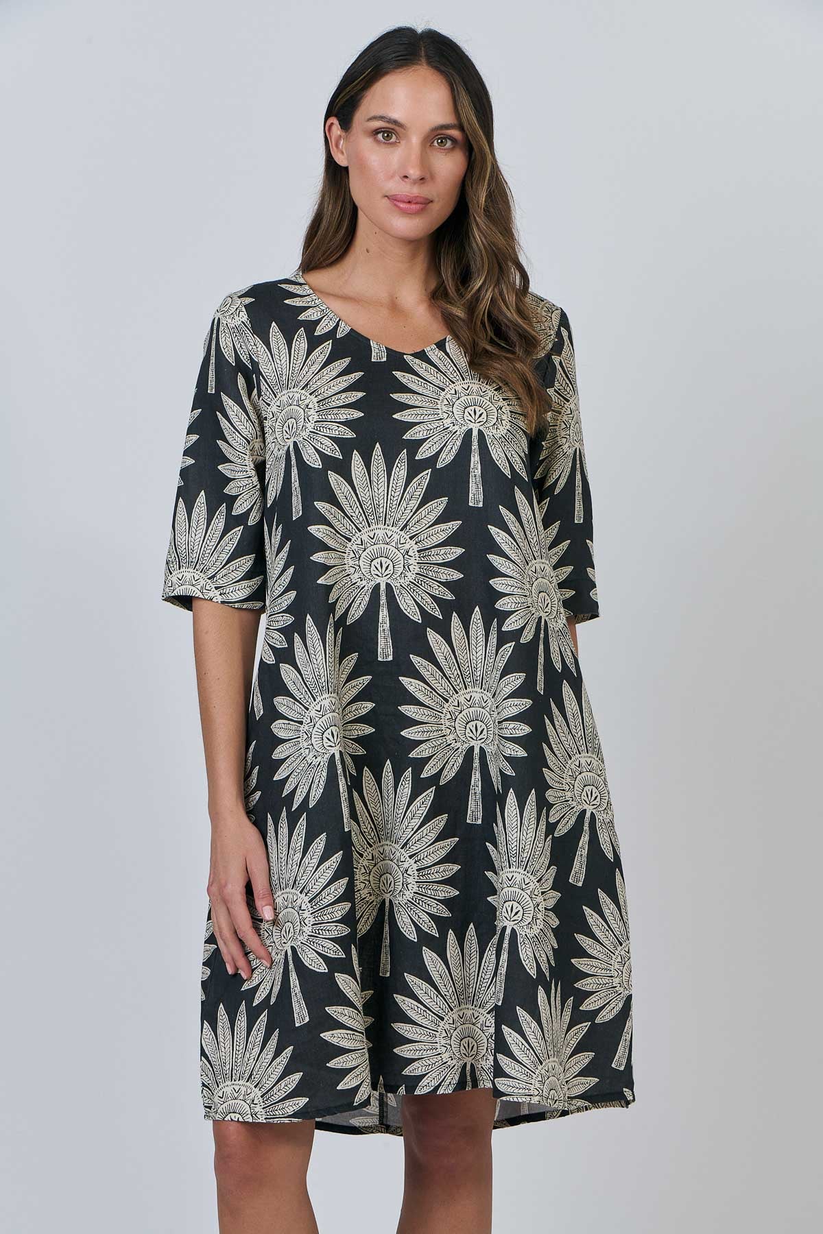 Linen Dress - Date Palm