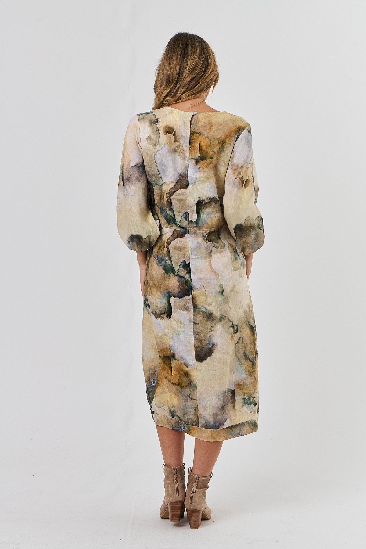 Linen Midi Dress - Marble