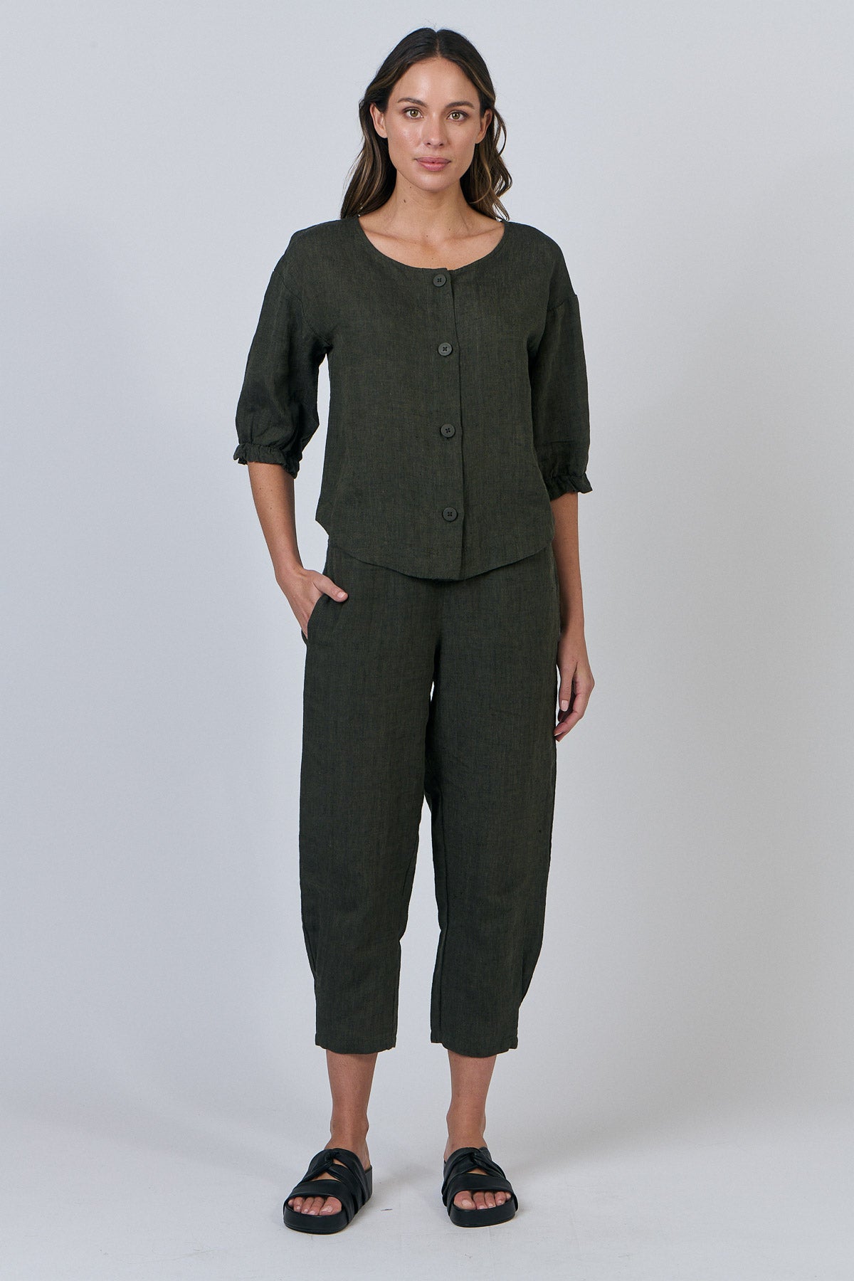 Linen Top - Licorice