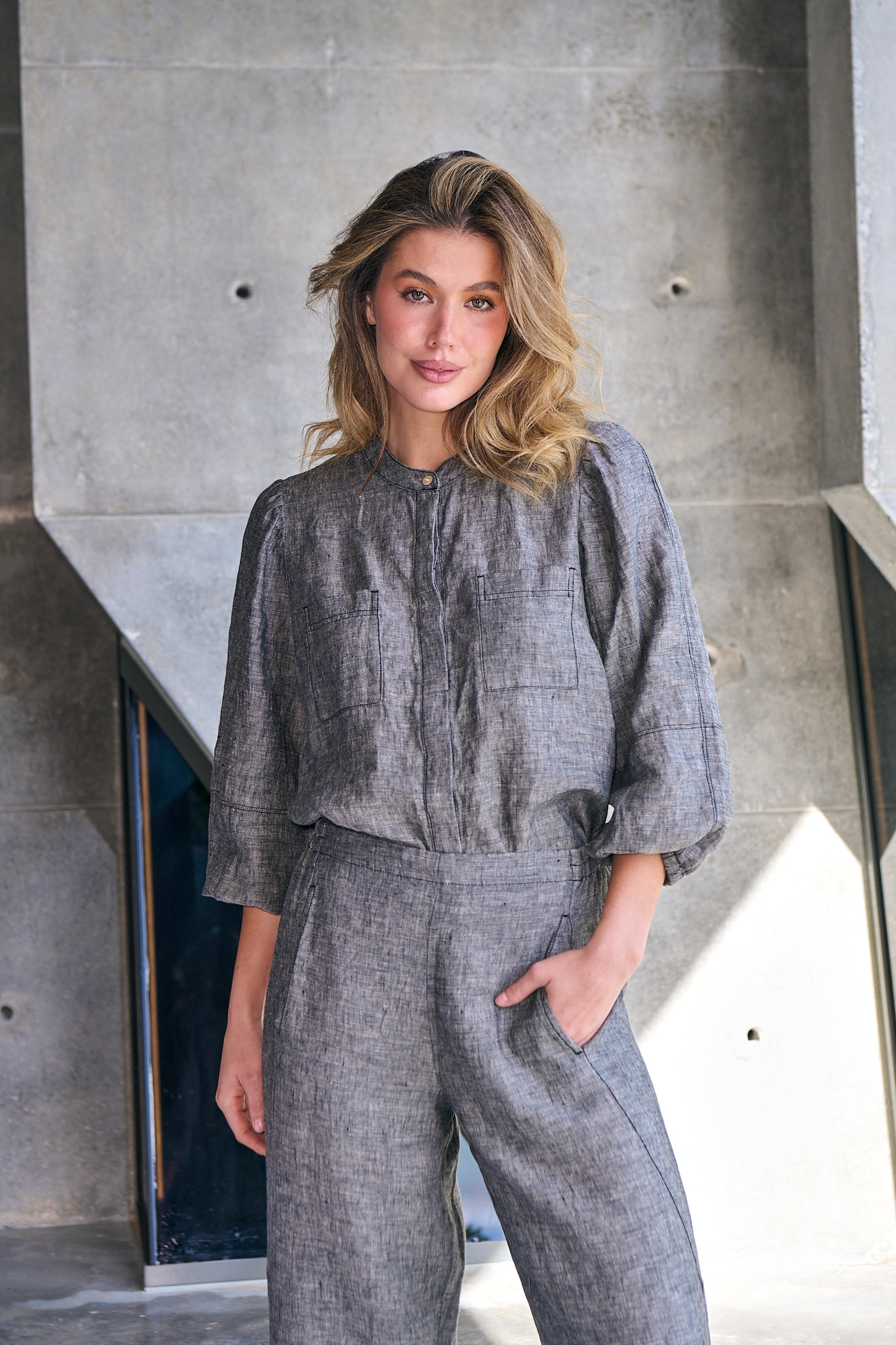 Linen Top - Carbon
