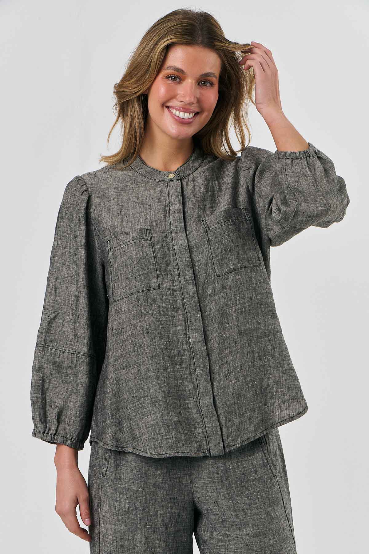 Linen Top - Carbon