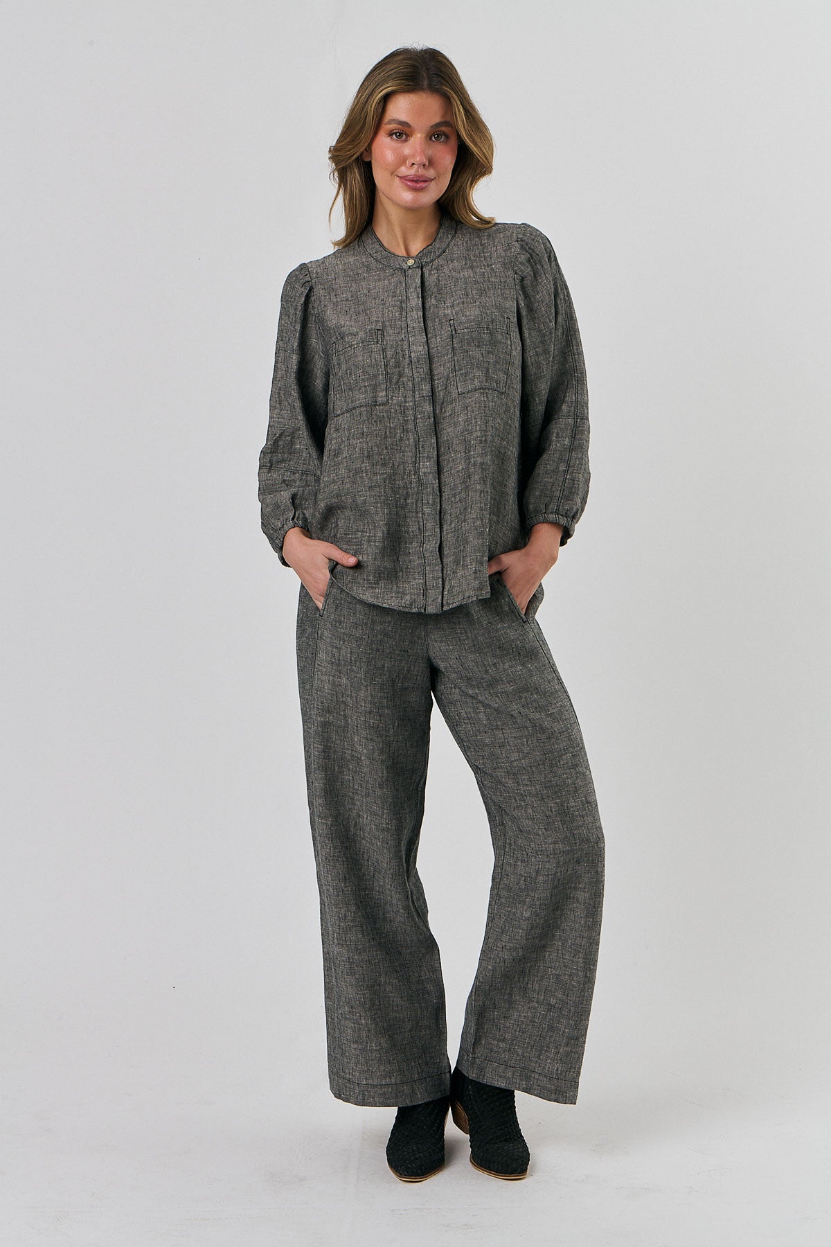 Linen Top - Carbon