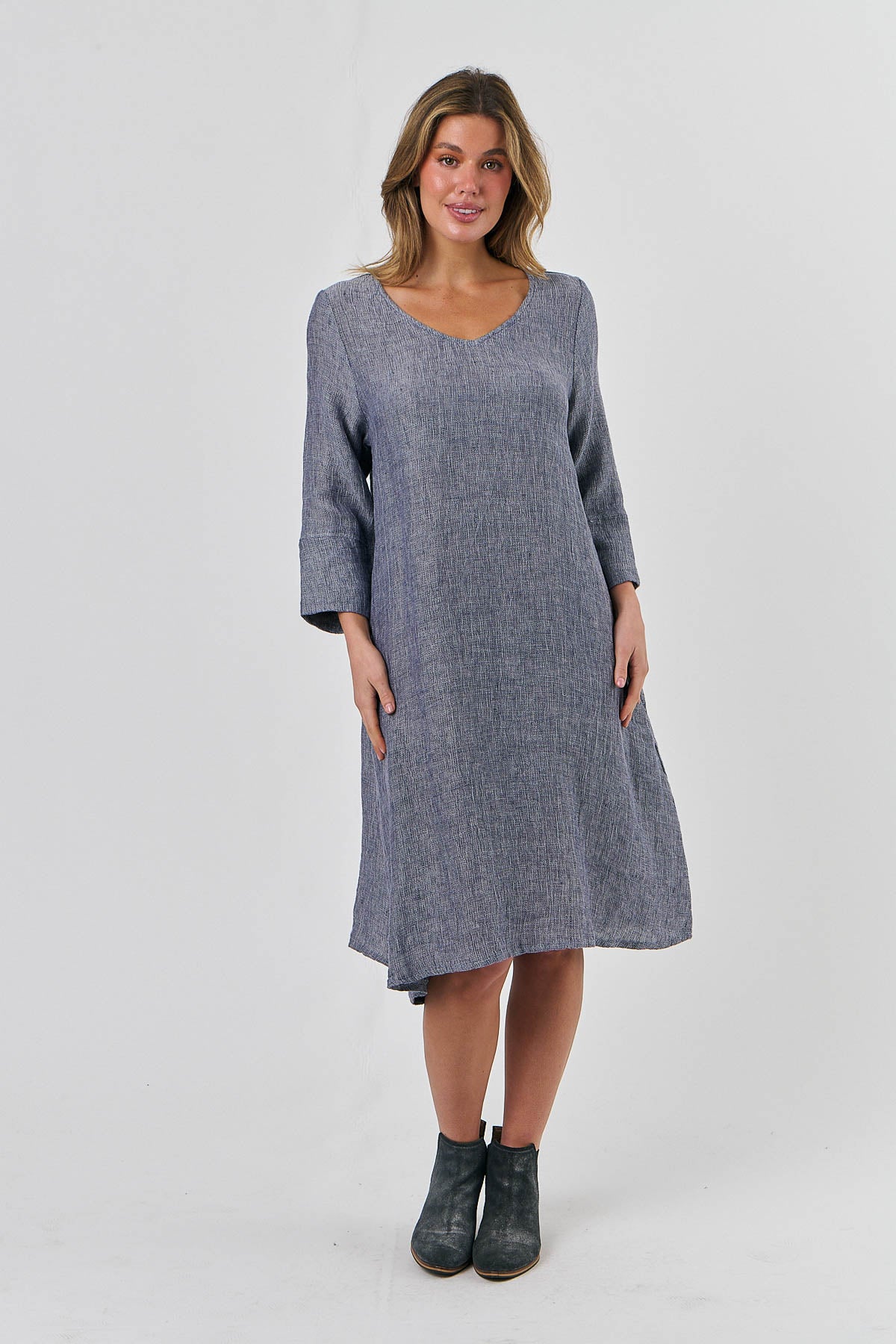 Linen Midi Dress - Nightfall