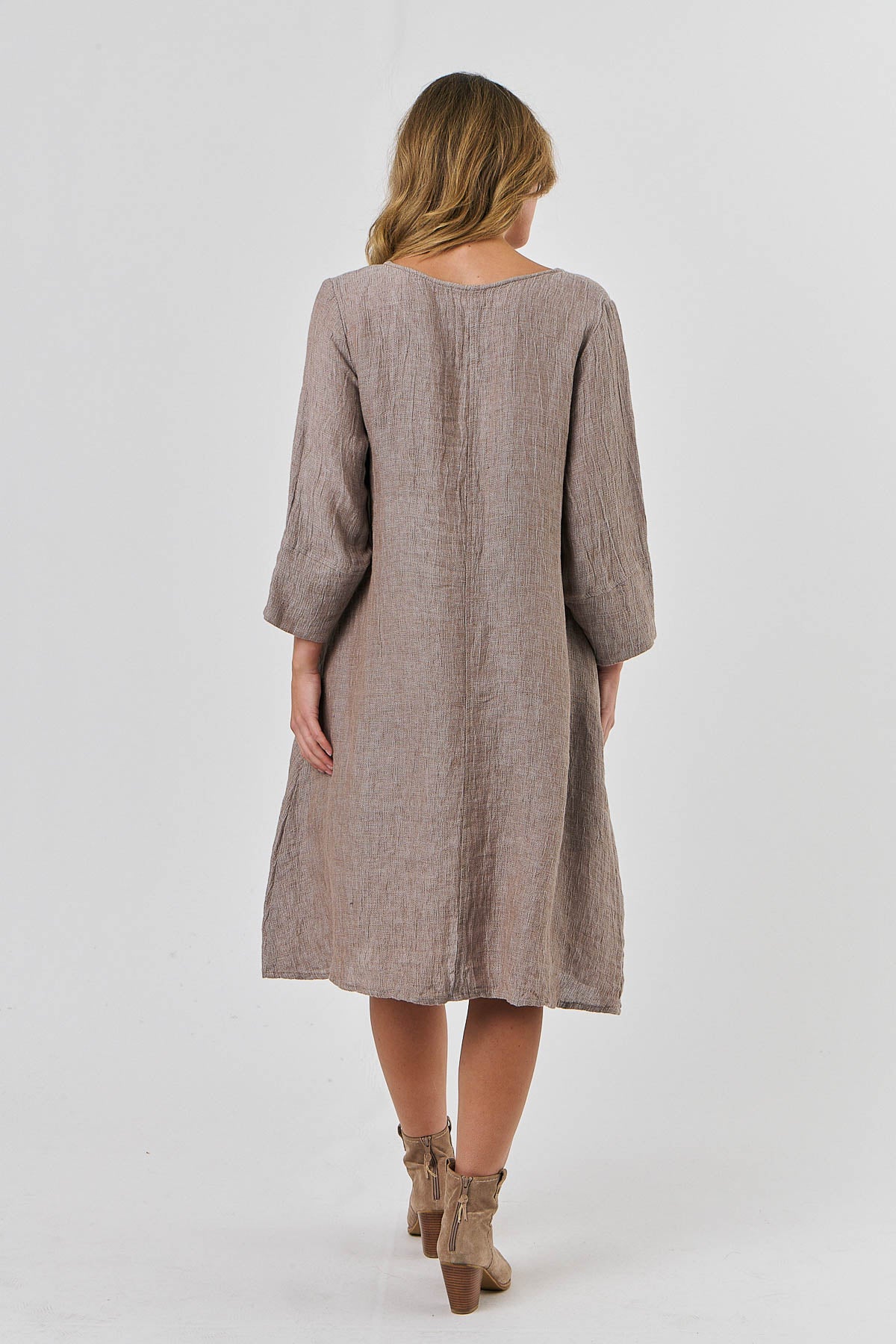 Linen Midi Dress - Truffle