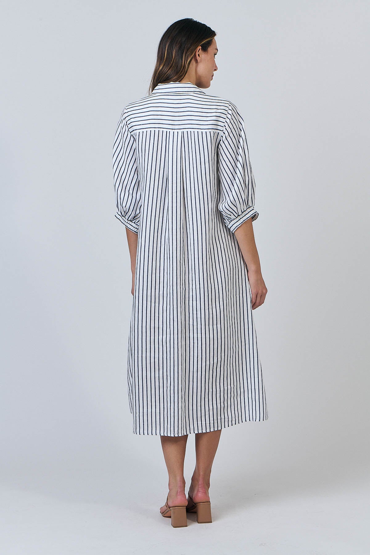 Linen Dress - Blueberry Stripe