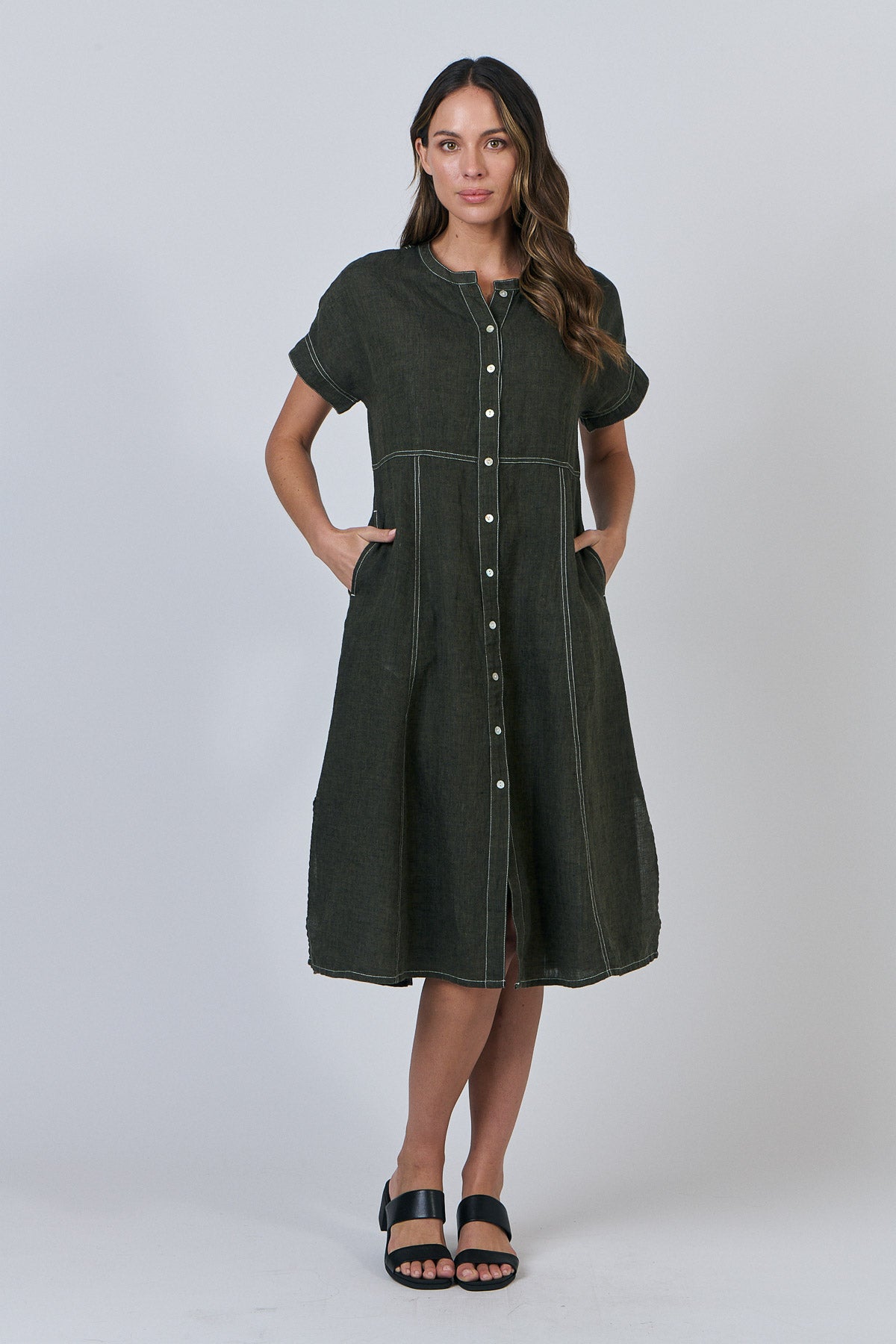 Linen Dress - Licorice
