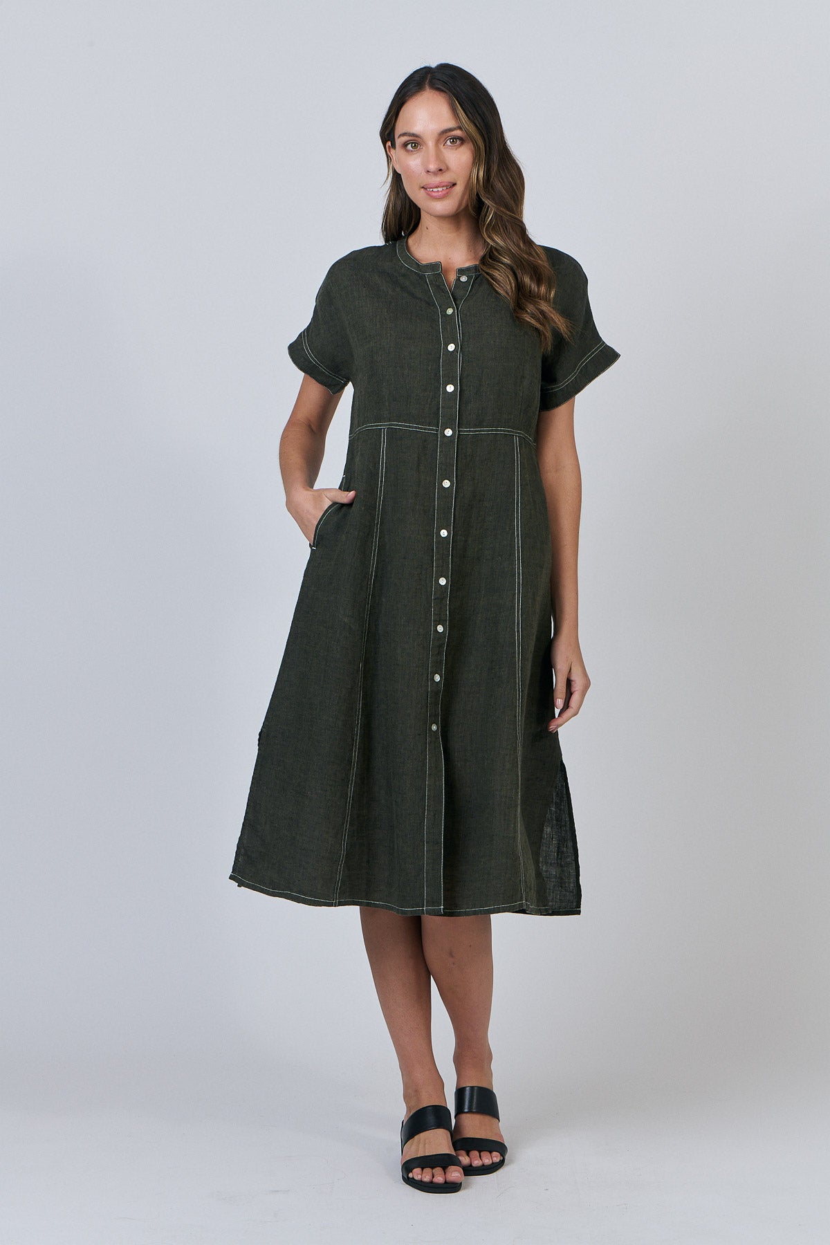 Linen Dress - Licorice