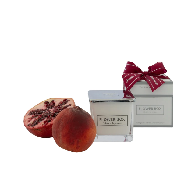Standard Square Glass Candle 300g - Peaches & Pomegranate