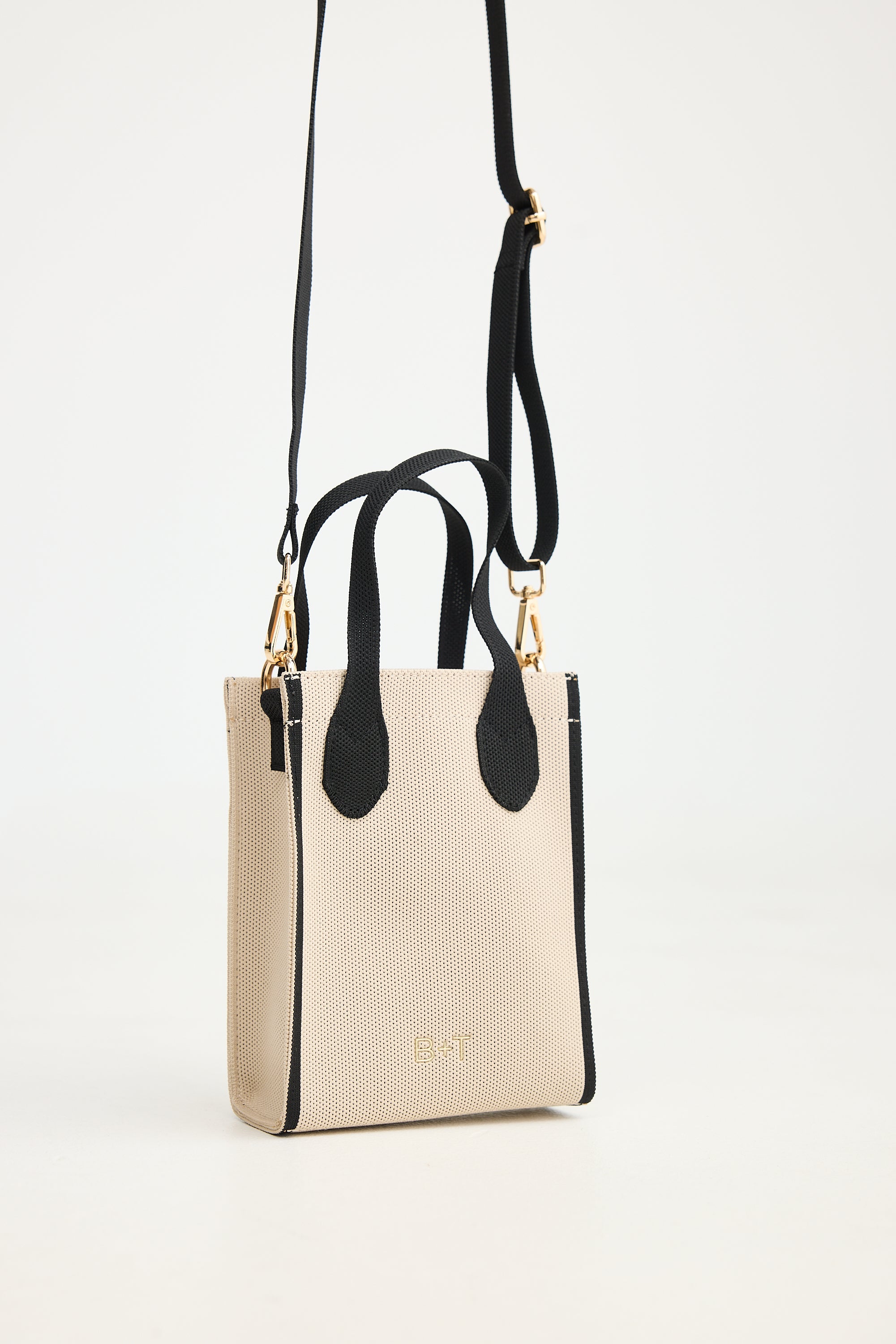Kyoto Mini Tote Bag - Natural with Black