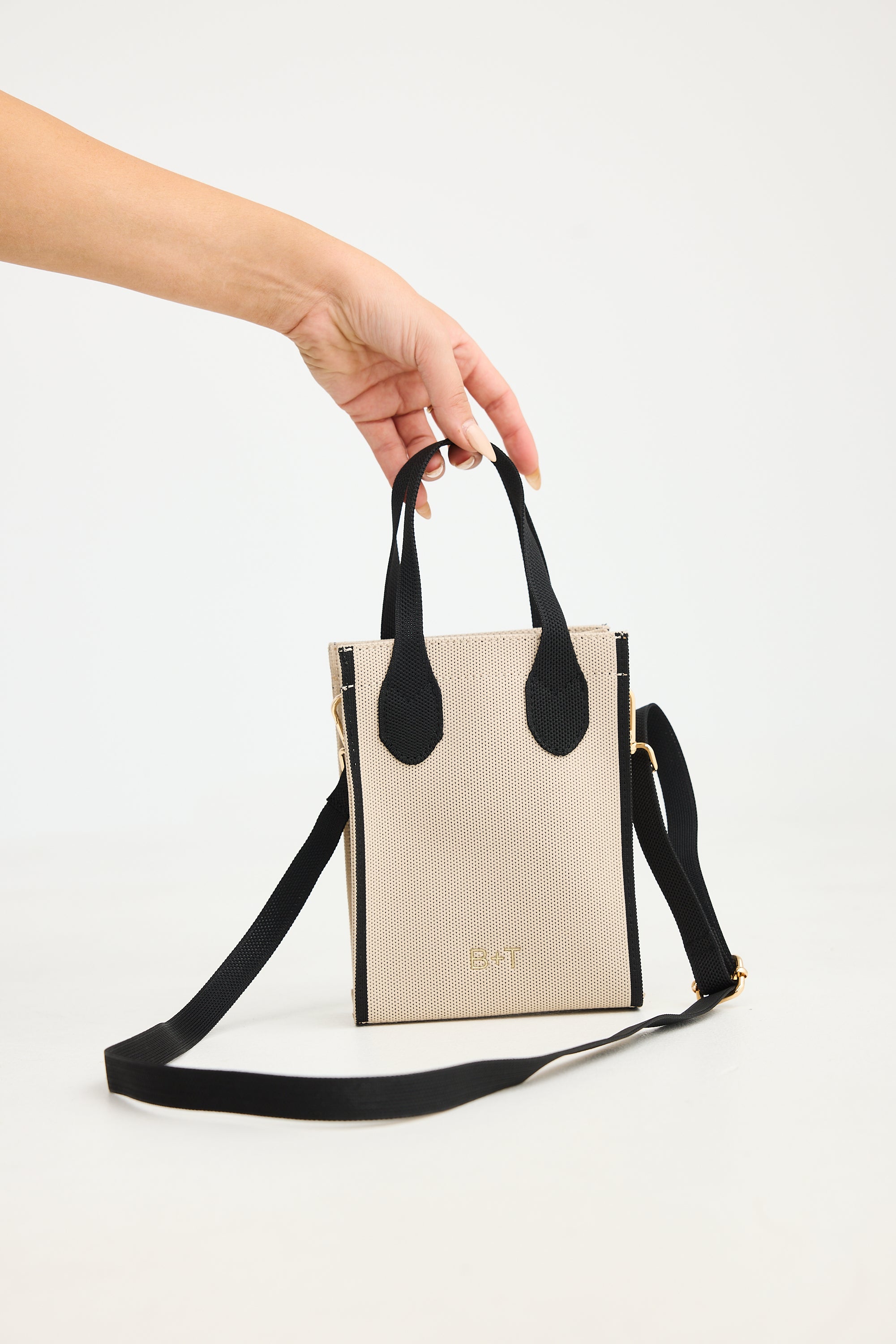 Kyoto Mini Tote Bag - Natural with Black