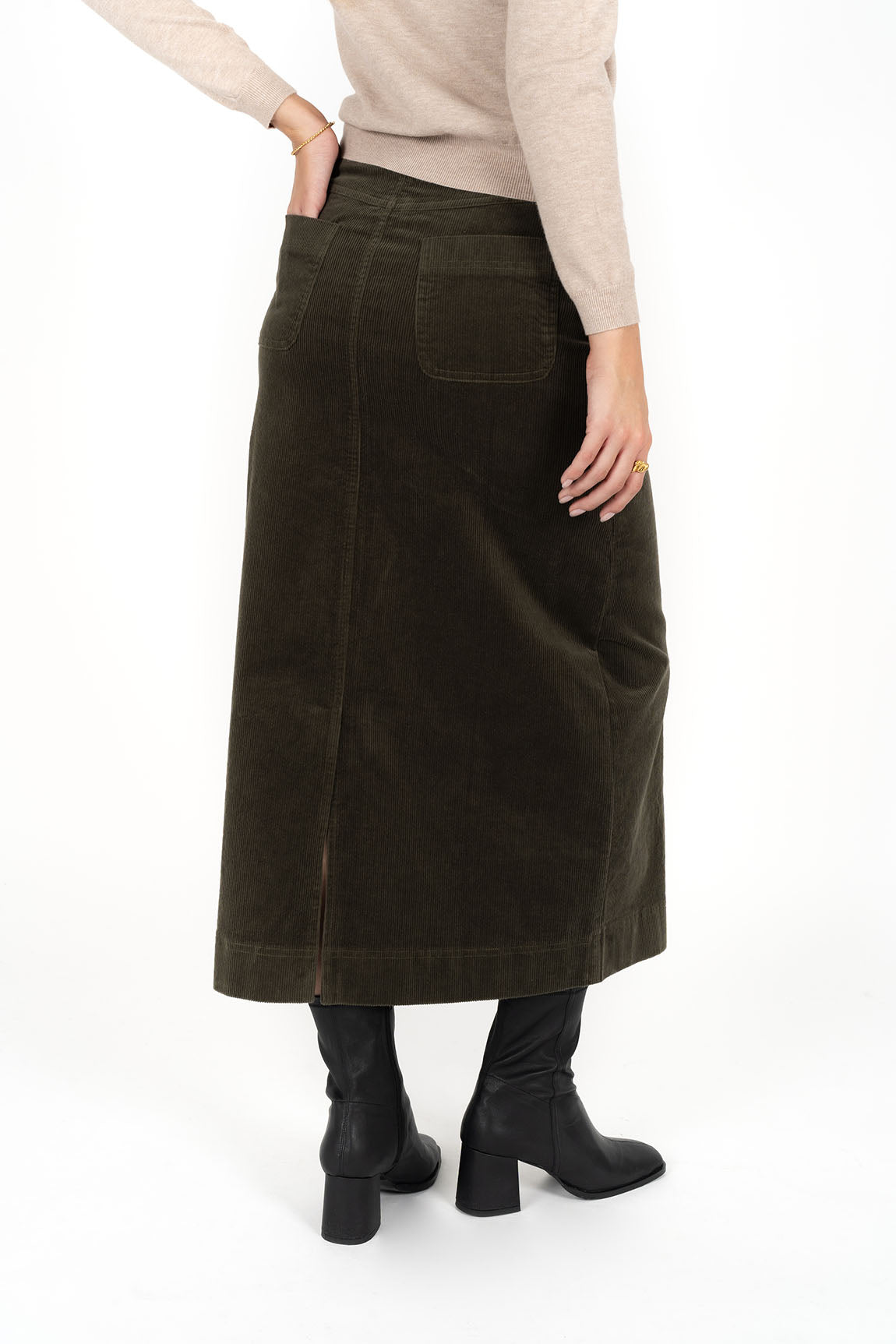 Billie Cord Skirt - Moss